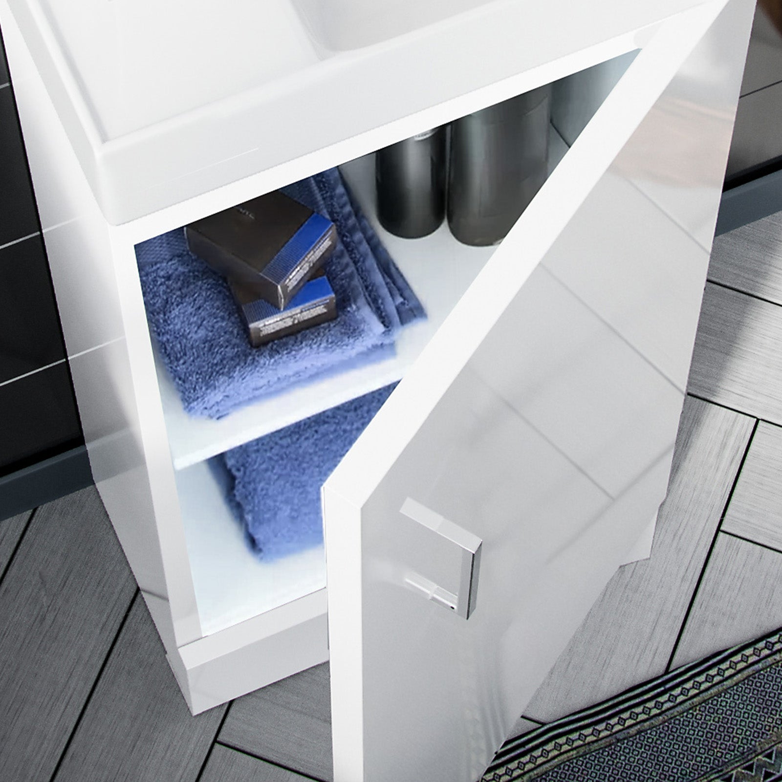 Nanuya White Wall Hung 400mm Vanity Unit & Square Basin Mono Mixer Tap