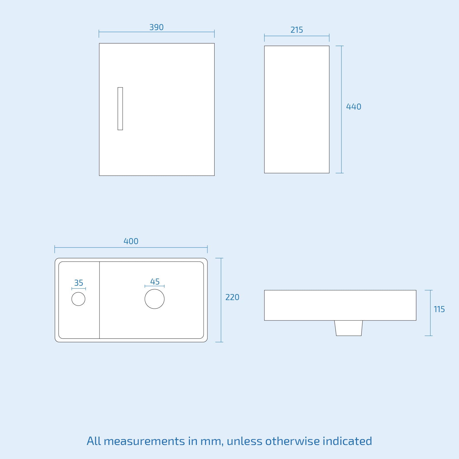 Nanuya 400mm Cloakroom Wall Hung Basin Vanity Unit & Concealed Cistern WC Toilet Pan Grey