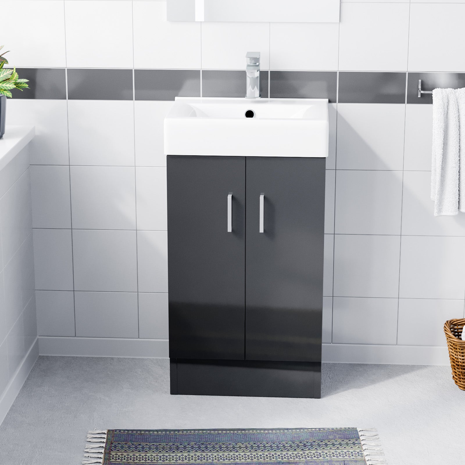 Nanuya 450mm Anthracite Freestanding Basin Vanity Unit