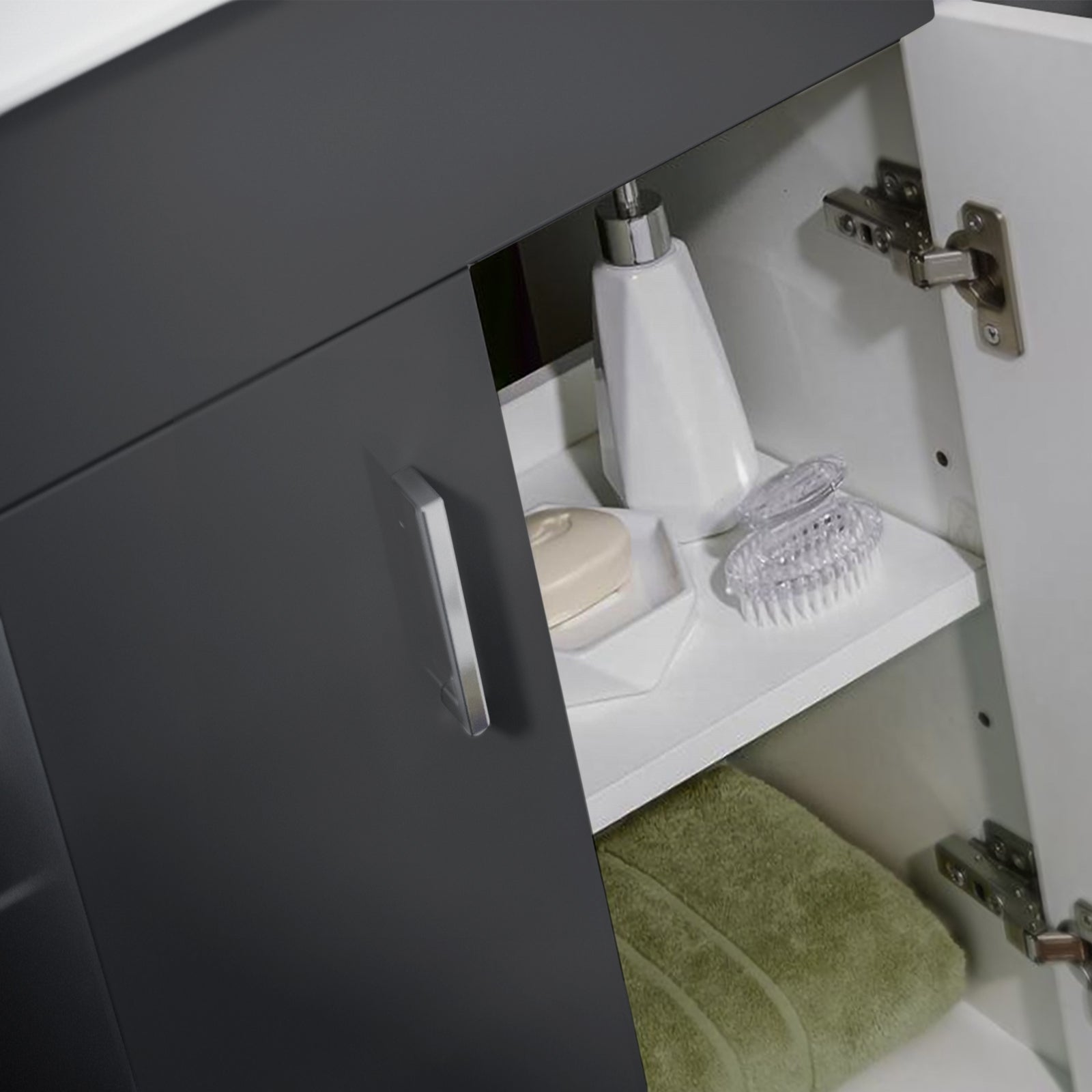 Nanuya 450mm Dark Grey Basin Vanity & Square White Close Coupled Toilet