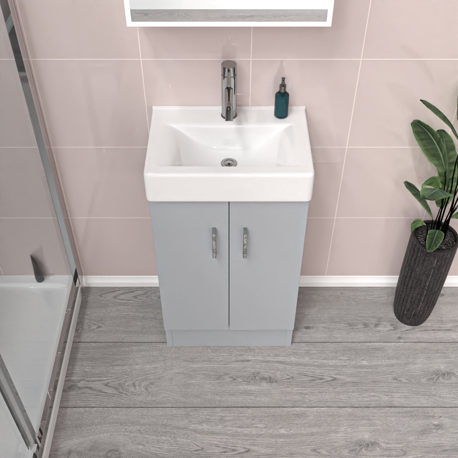 Nanuya Matte Grey 450mm Freestanding Vanity Unit with Basin Flat Pack