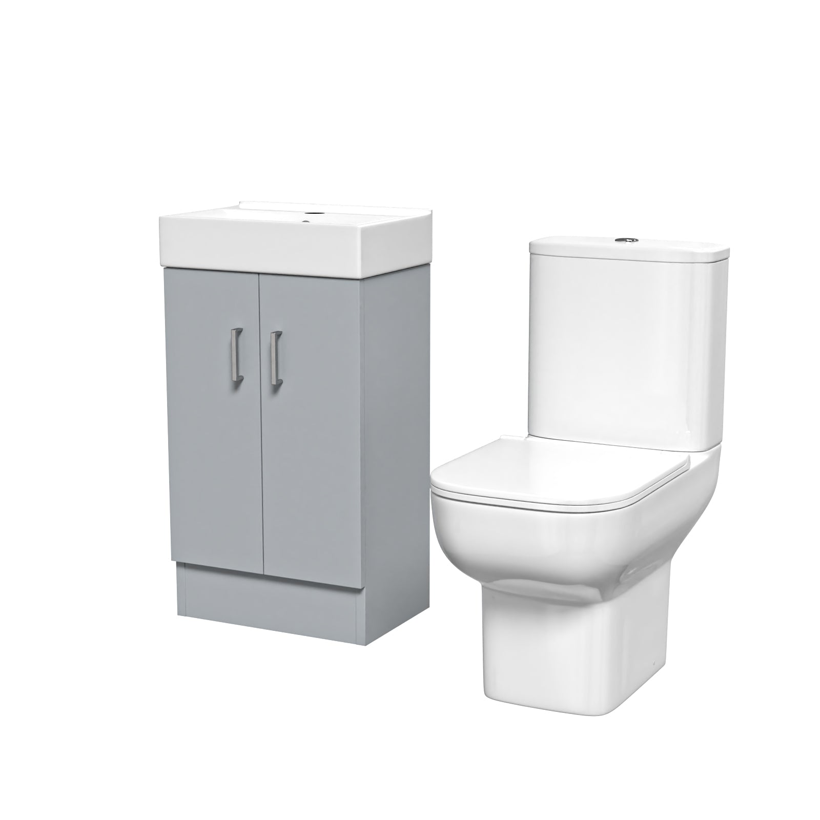 Nanuya 450mm Matte Grey Basin Vanity & Square White Close Coupled Toilet