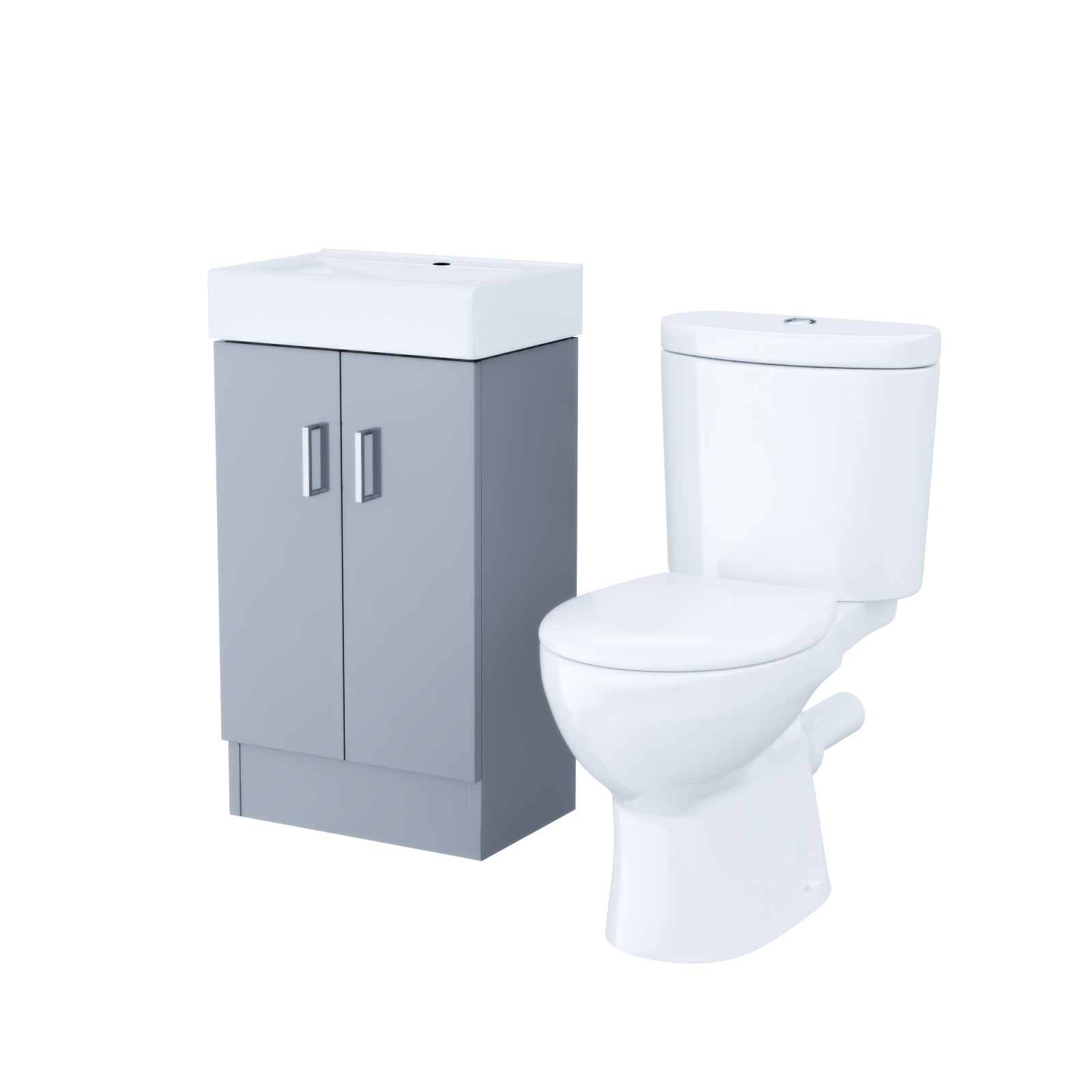 Nanuya 450mm Freestanding Basin Vanity Unit Steel Grey & Close Coupled Toilet