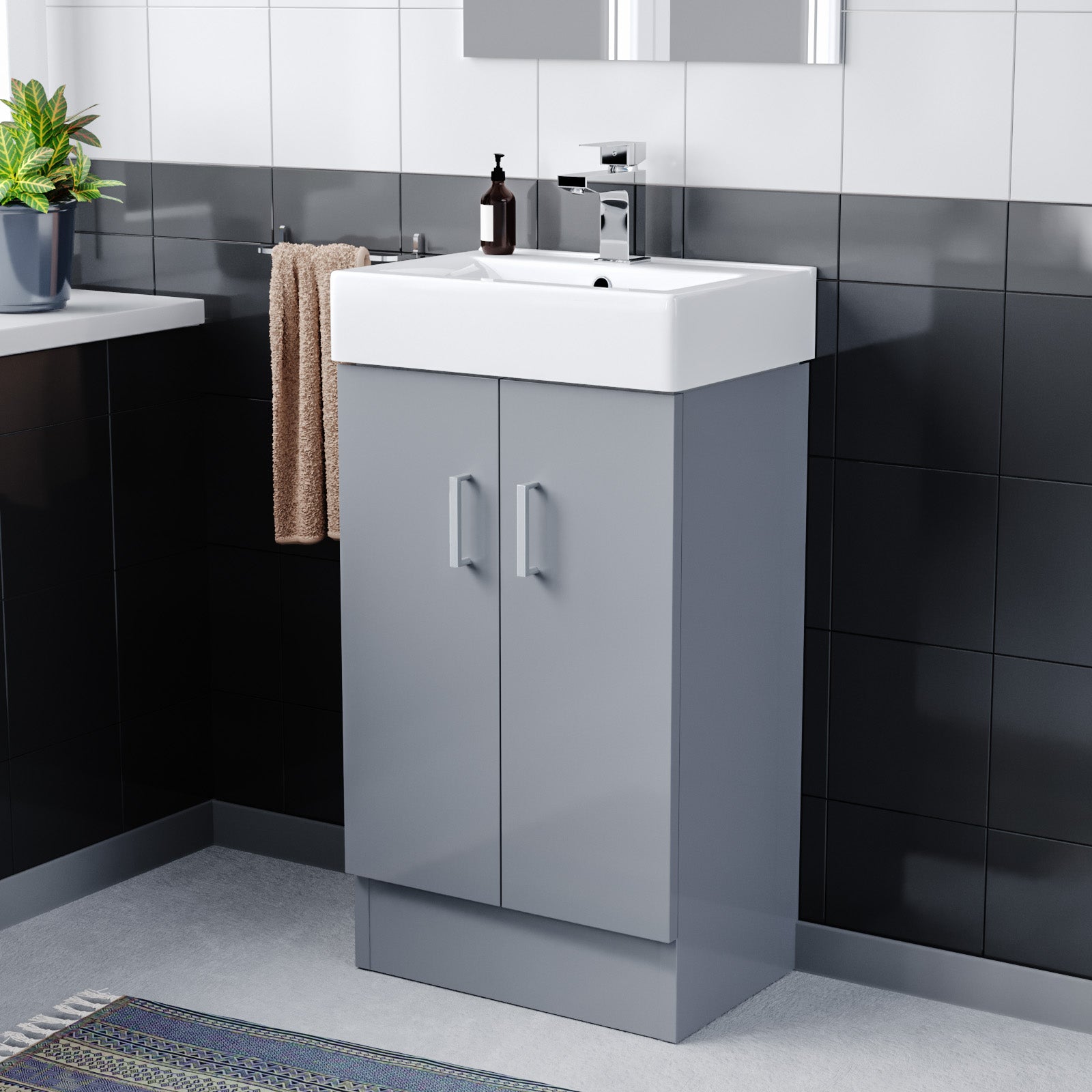 Nanuya 450mm Freestanding Basin Vanity Unit Steel Grey Bathroom Furniture