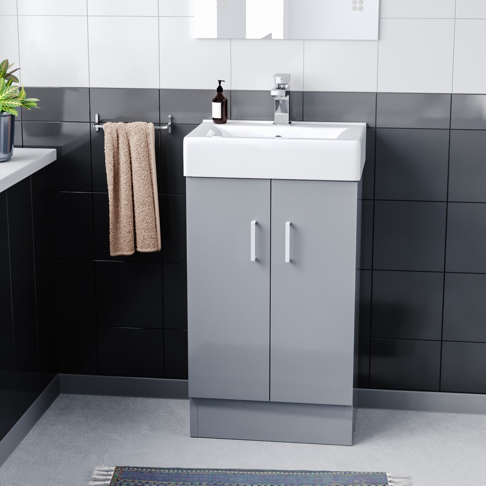 Nanuya 450mm Freestanding Basin Vanity Unit Steel Grey Bathroom Furniture