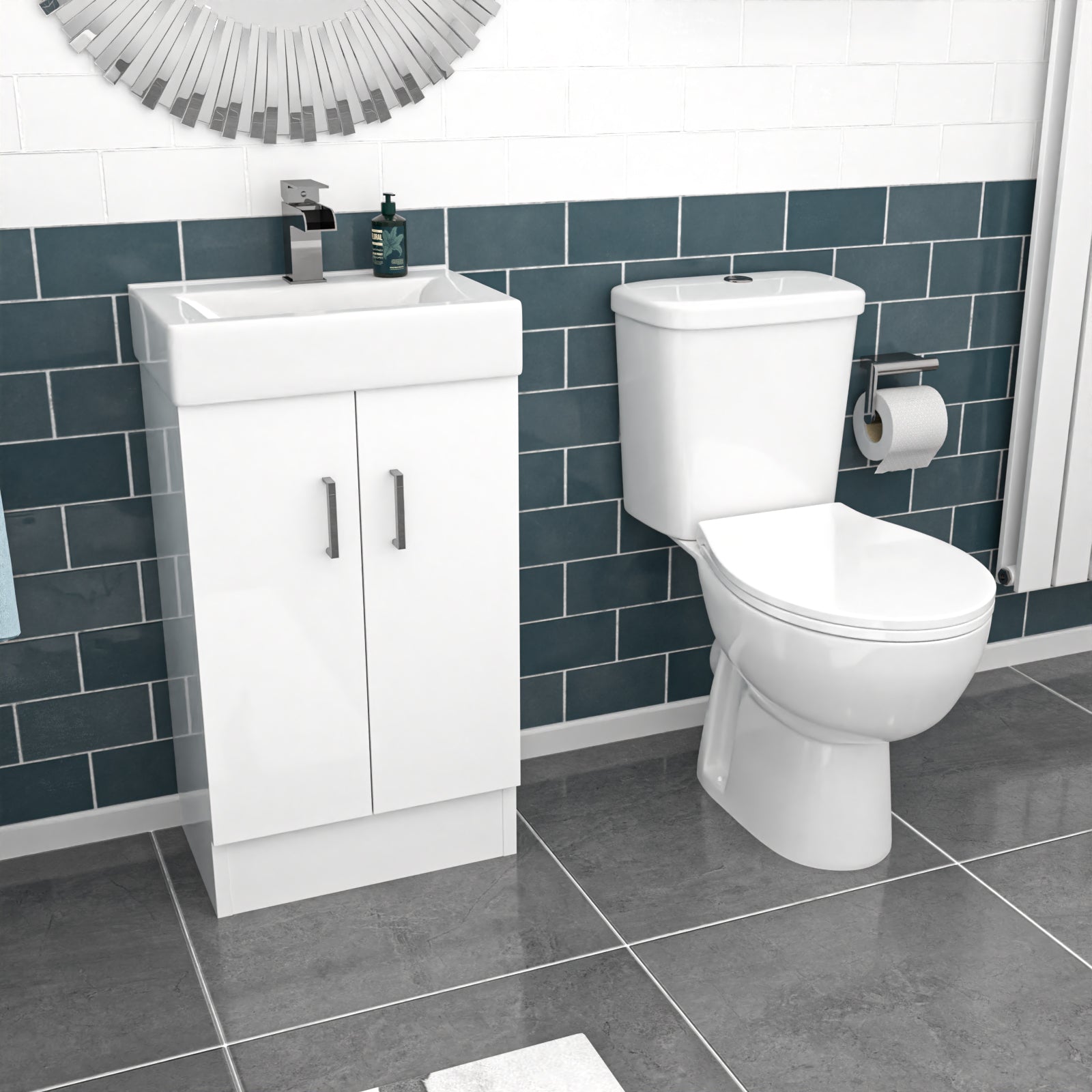 Nanuya 450mm Floorstanding Basin Vanity Unit And Close Coupled Toilet