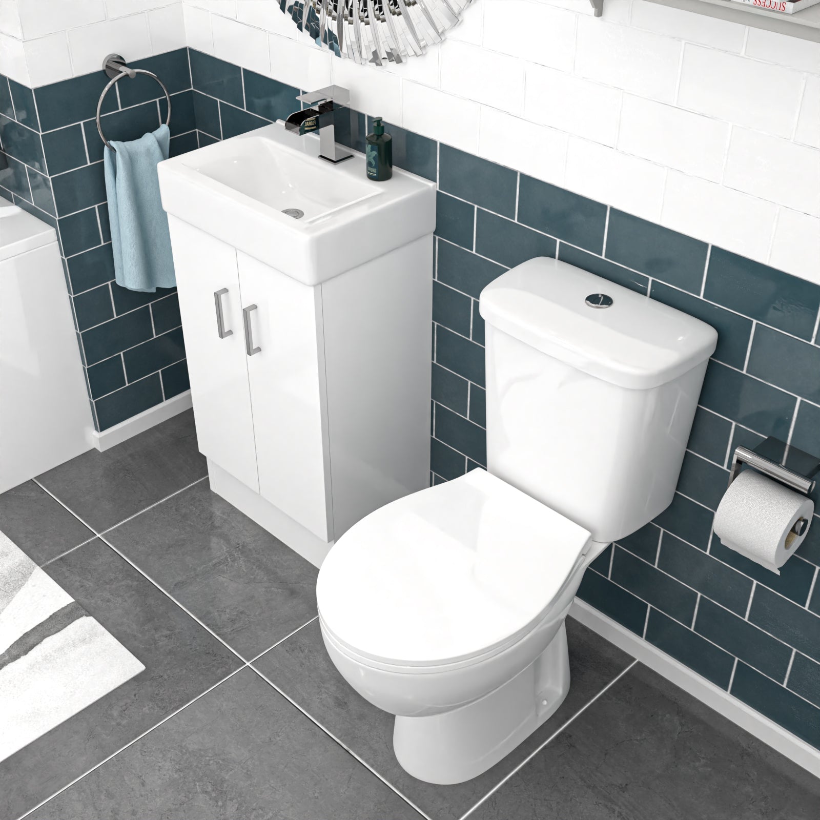 Nanuya 450mm Floorstanding Basin Vanity Unit And Close Coupled Toilet