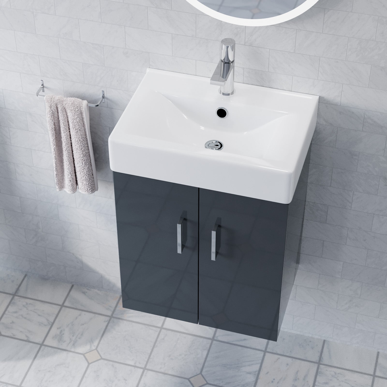 Nanuya 450mm Wall Hung Cabinet with Toilet, Quadrant Shower Enclosure with Tray