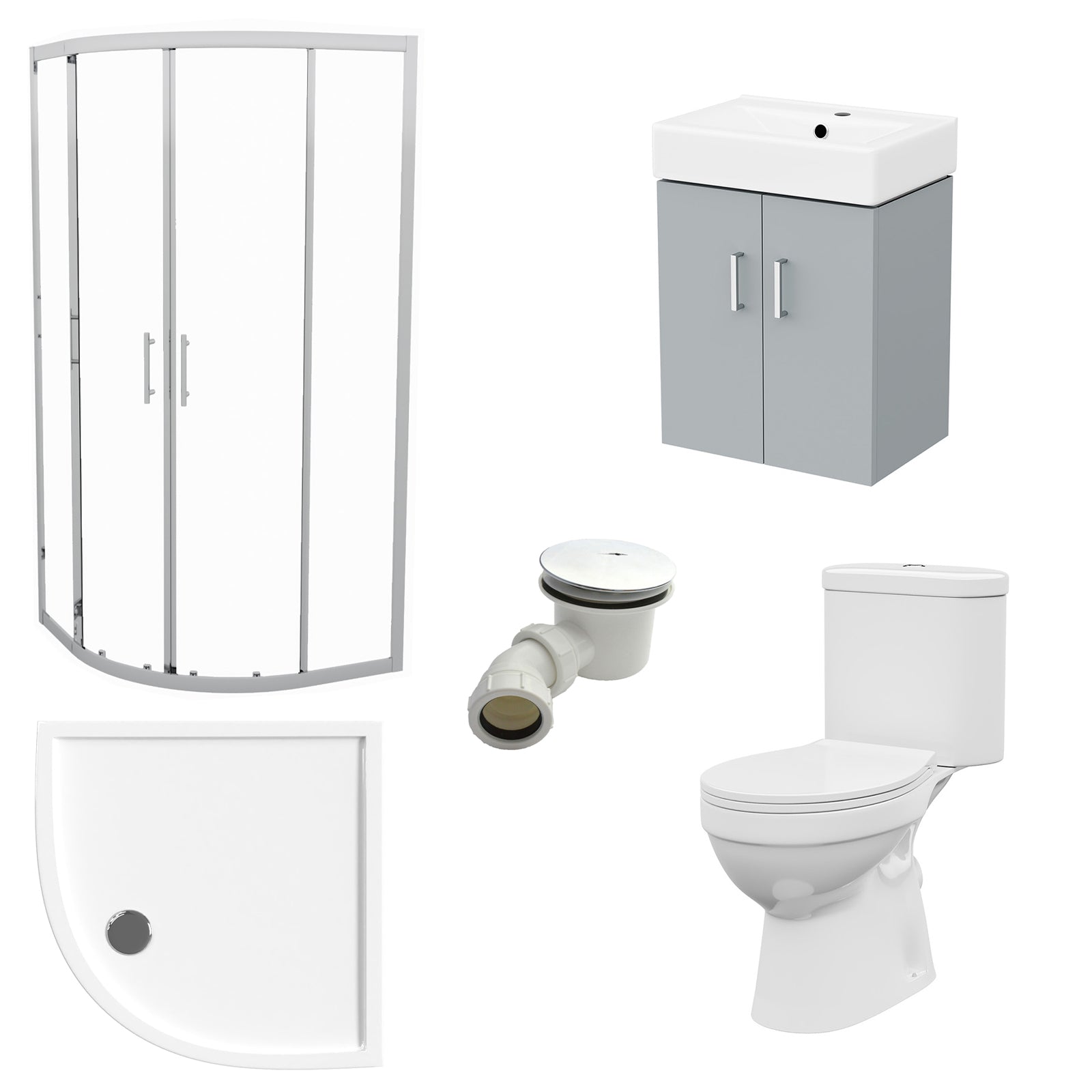 450mm Wall Hung Cabinet with Basin & ECO Toilet , Shower Enclosure with Tray