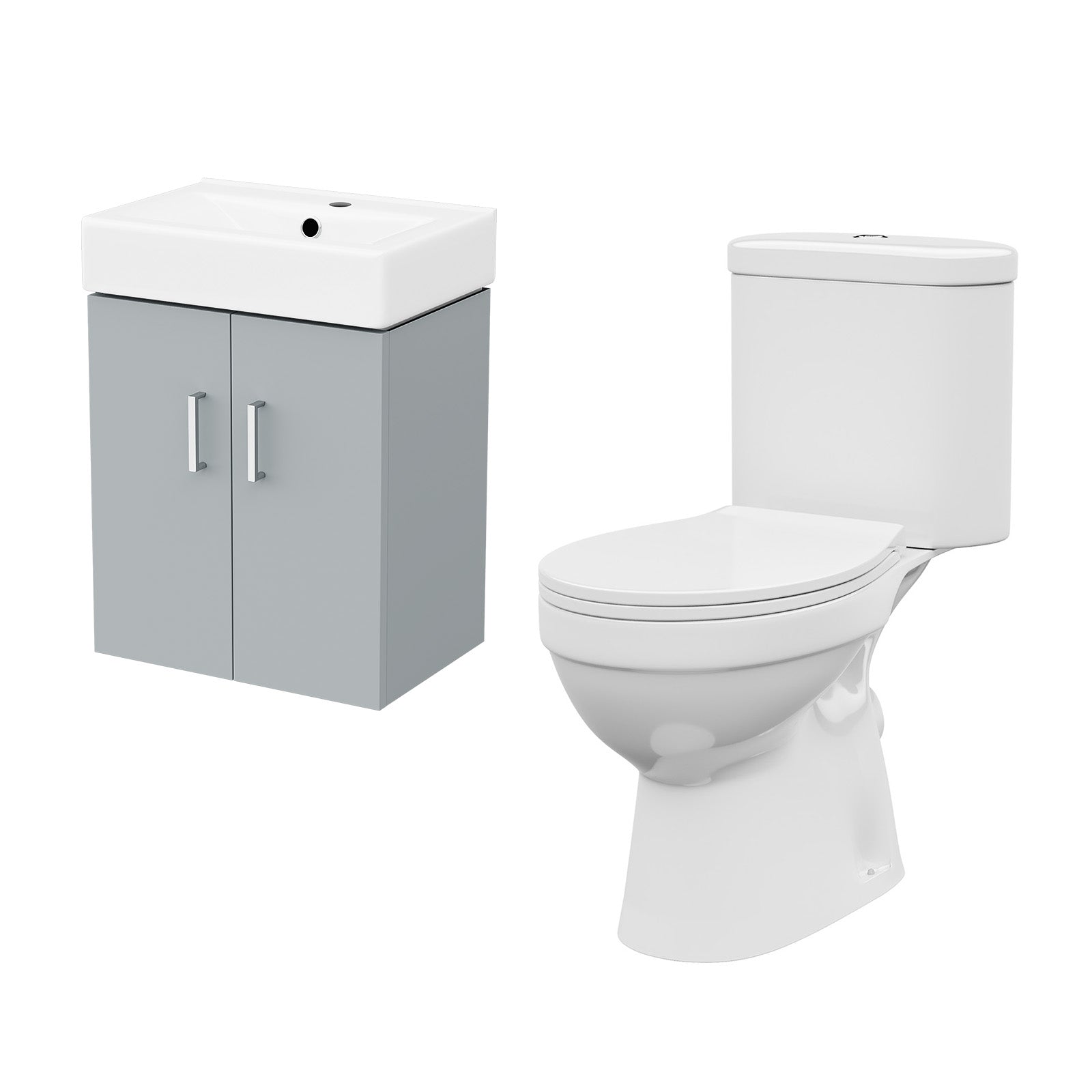 Nanuya Matte Grey 450mm Wall Hung Basin Vanity Unit and Close Coupled Toilet
