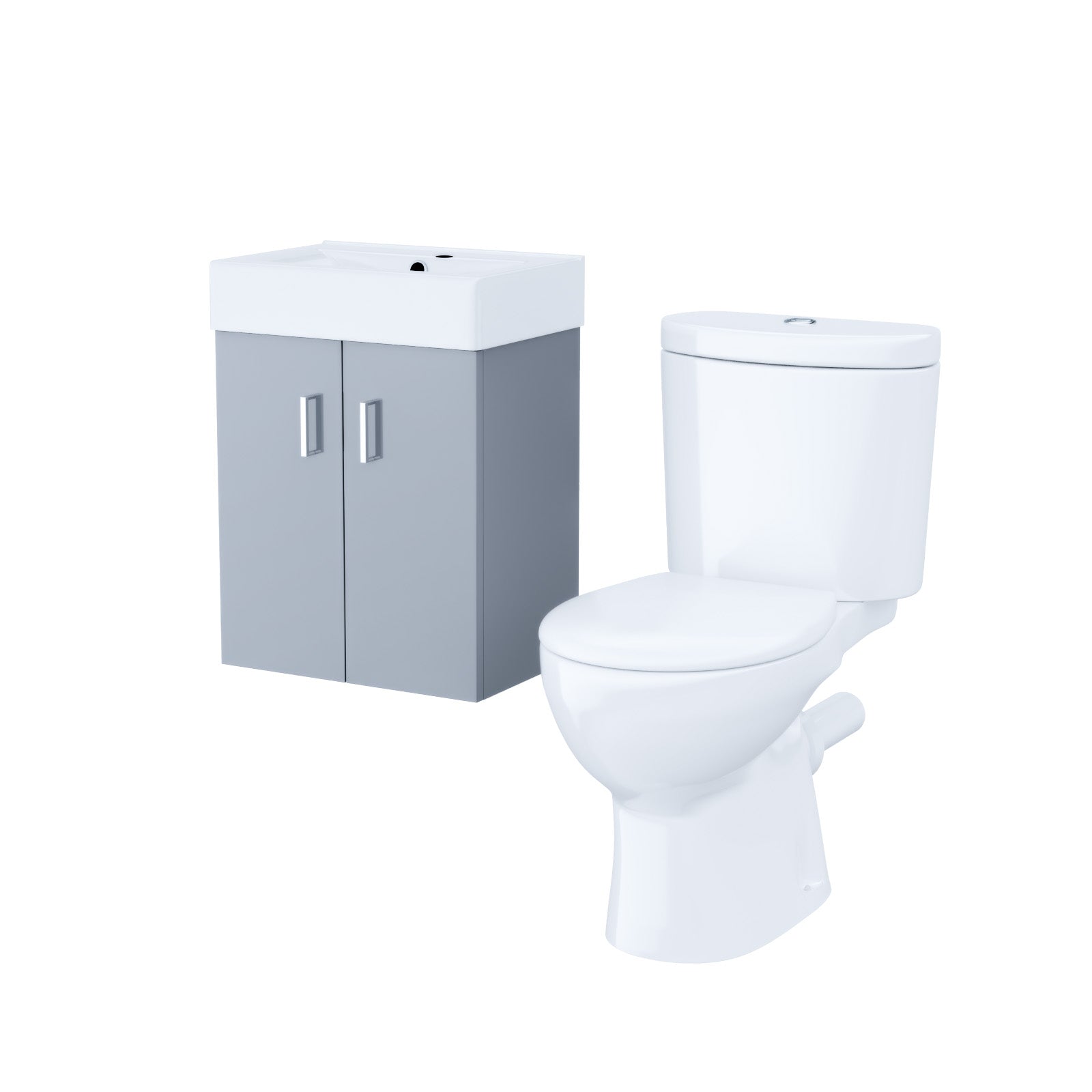 Nanuya 450mm Wall Hung Basin Vanity Unit Steel Grey and Close Coupled Toilet