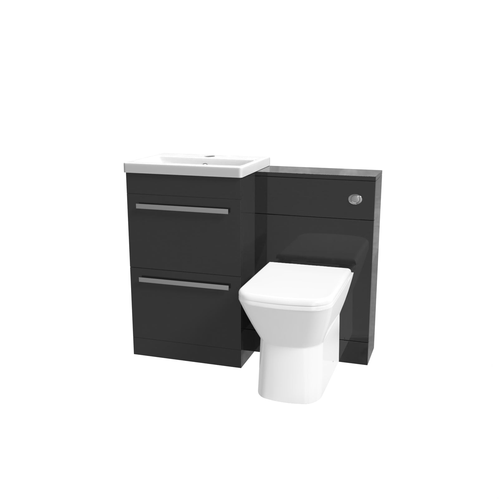 Nanuya Anthracite Basin Vanity Cabinet, WC Unit & Rimless Back To Wall Toilet