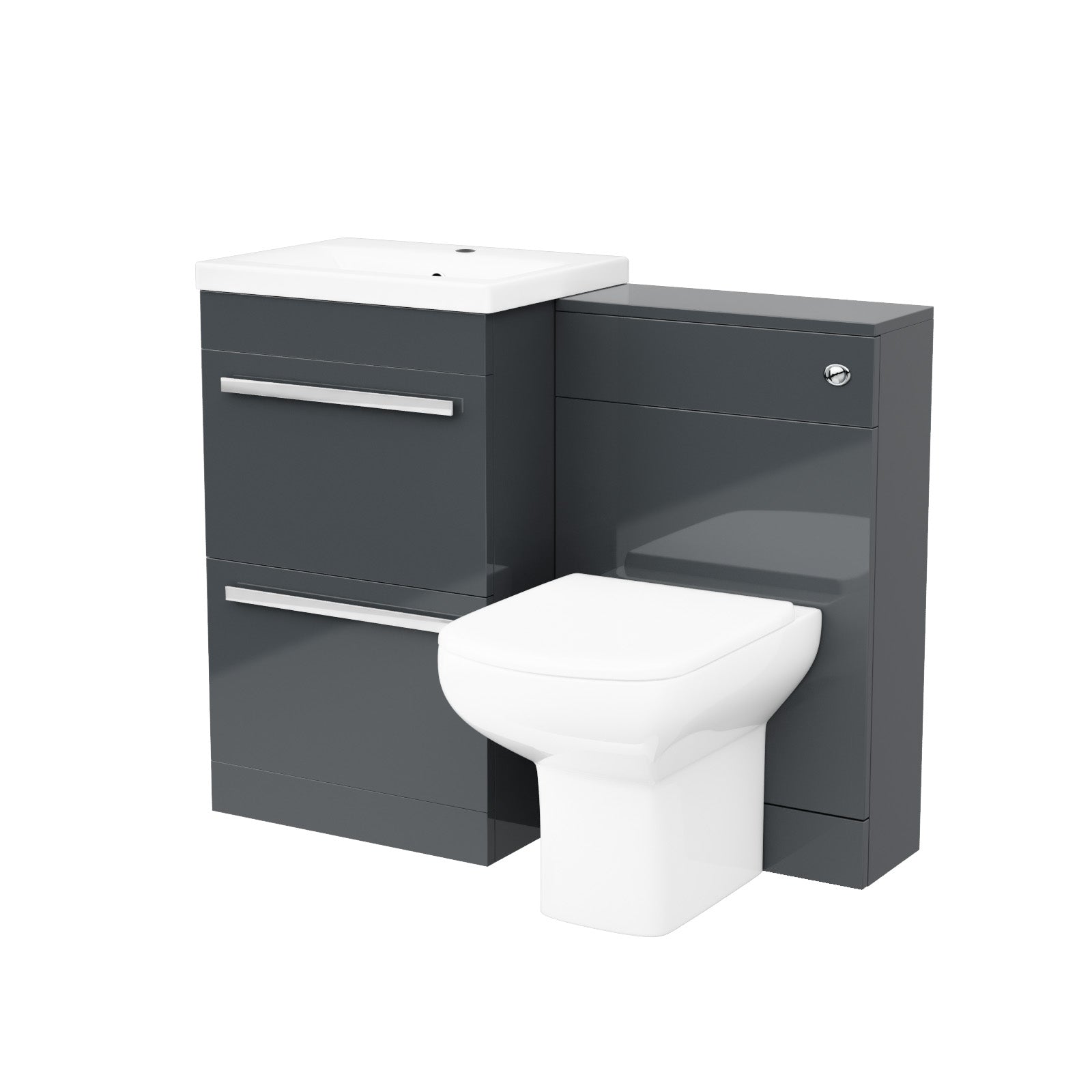 Nanuya 1000mm Dark Grey Basin Vanity With WC Unit & Rimless Soft Close Toilet