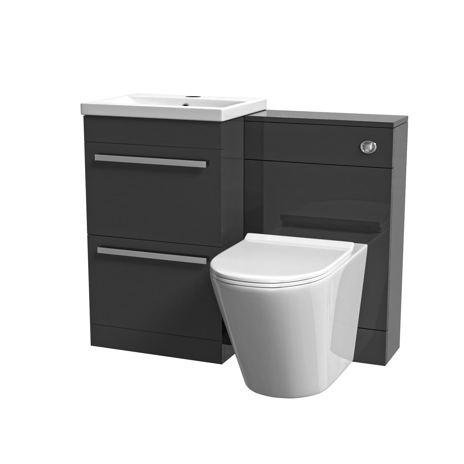 Nanuya 2 Drawers Dark Grey Basin Vanity, WC Unit & Rimless Toilet