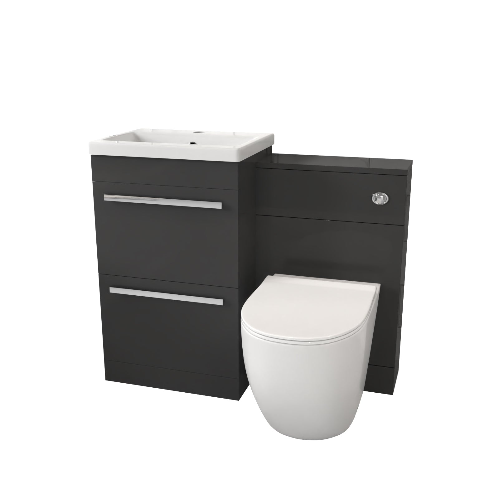 Nanuya Anthracite Basin Vanity Cabinet With WC Unit & Back To Wall Toilet