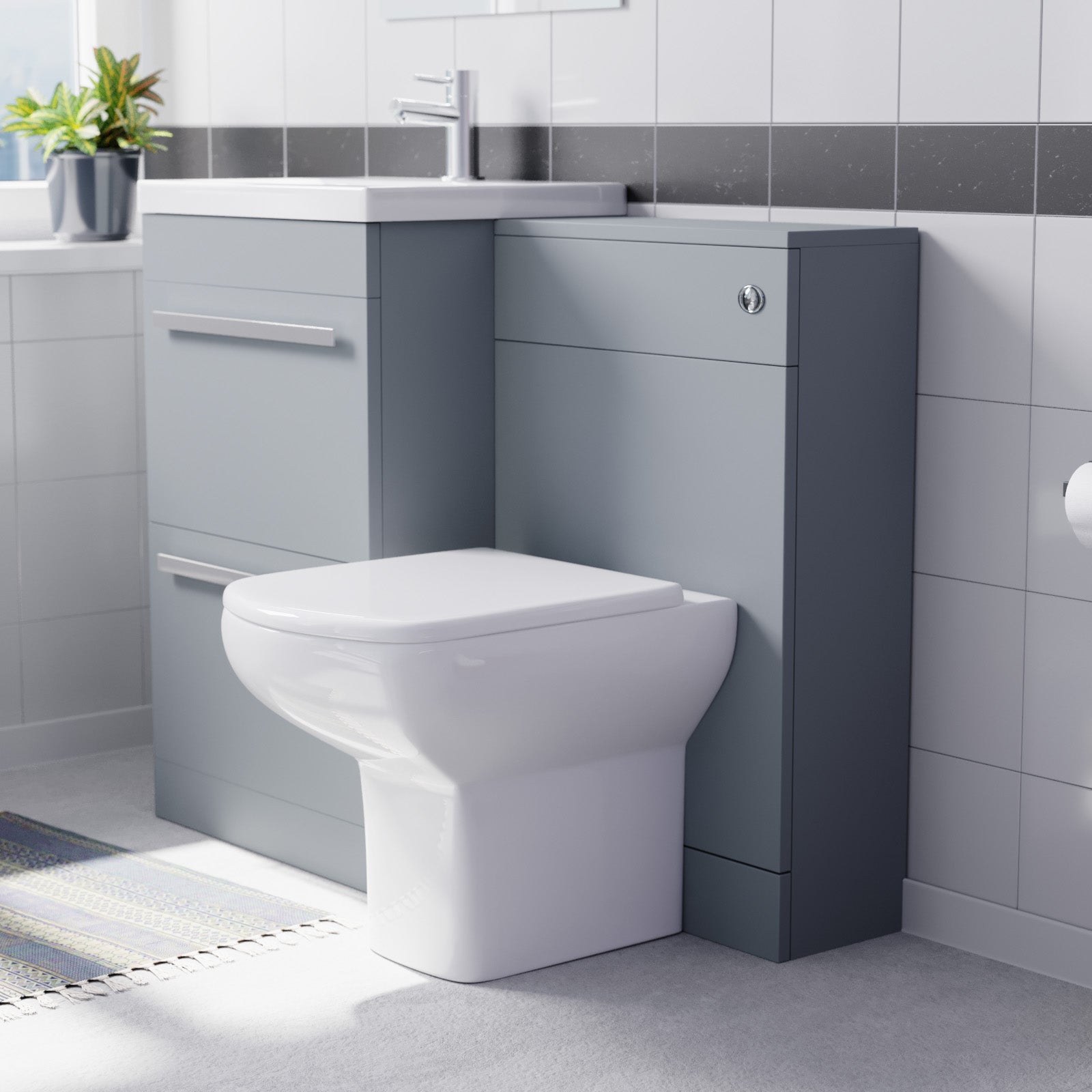 Nanuya 500mm Matte Grey Basin Vanity With WC Unit & Rimless Soft Close Toilet