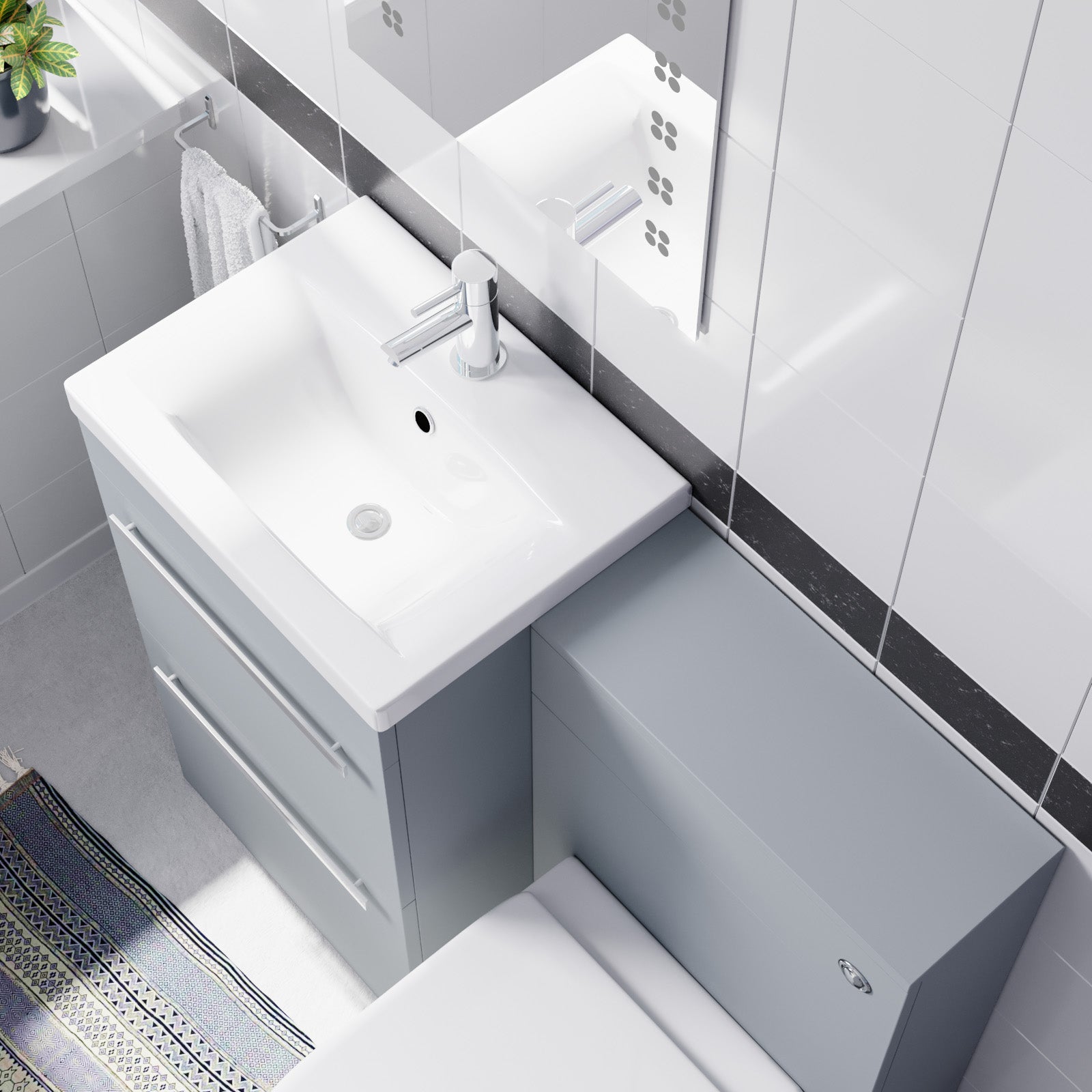 Nanuya 500mm Matte Grey Basin Vanity With WC Unit & Rimless Soft Close Toilet