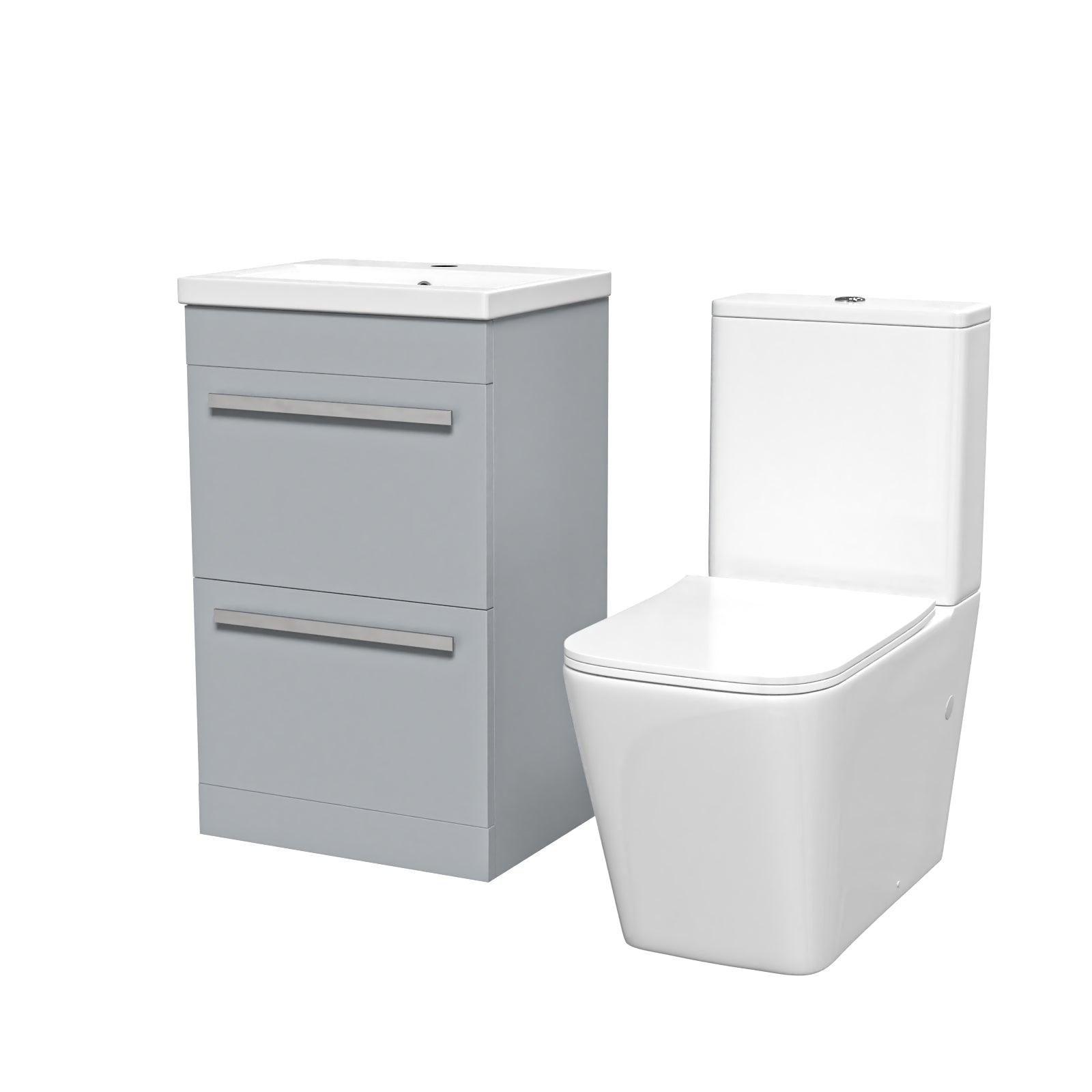 Nanuya 500mm Matte Grey 2 Drawers Vanity Rimless Square Close Coupled Toilet
