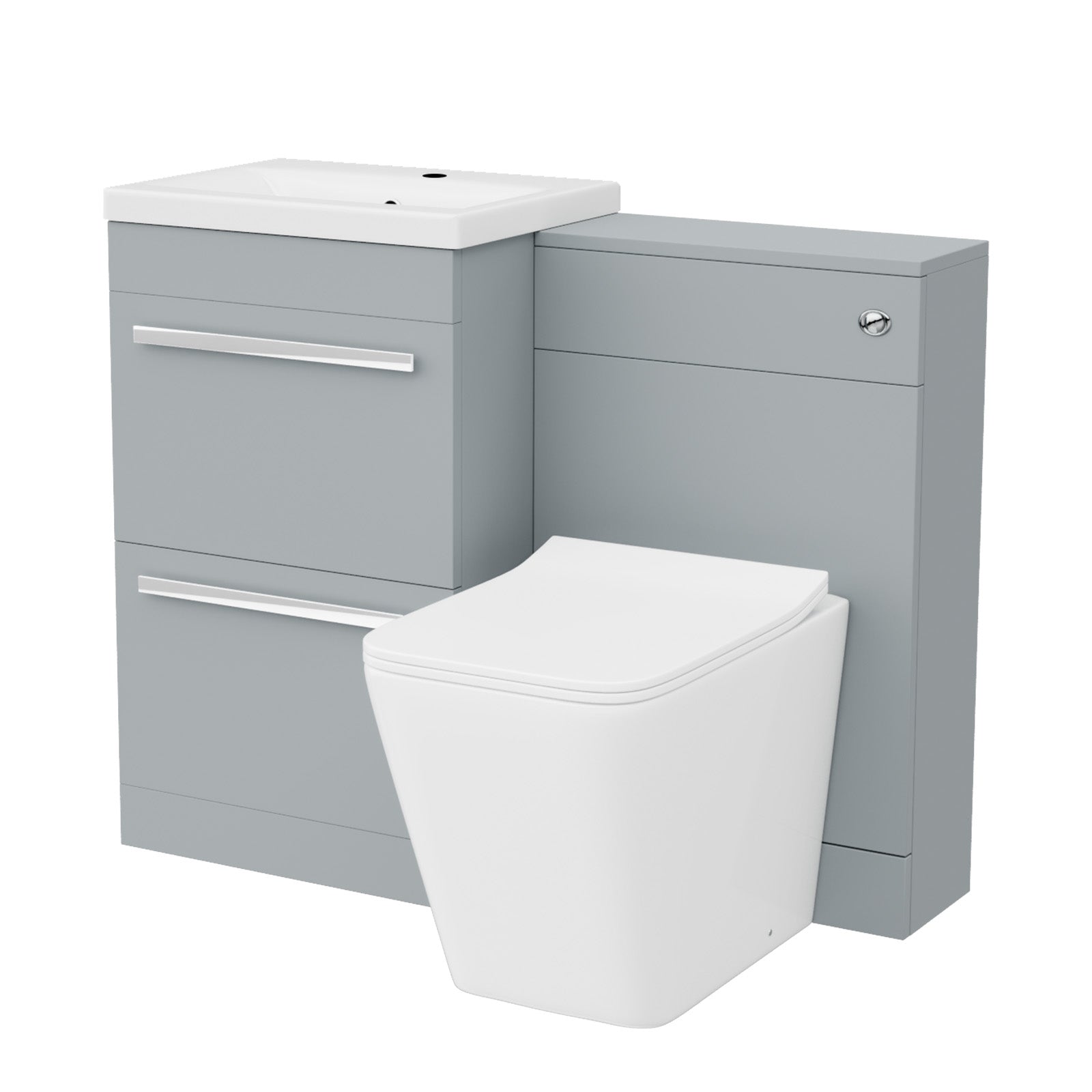 Nanuya Matte Grey 1000mm Basin Vanity Cabinet & WC with Square Rimless Toilet