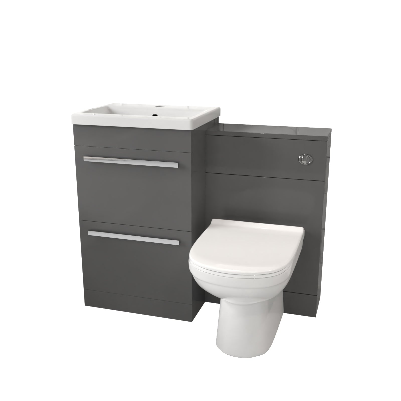 Nanuya Steel Grey Basin Vanity Cabinet With WC Unit & Soft Close Toilet