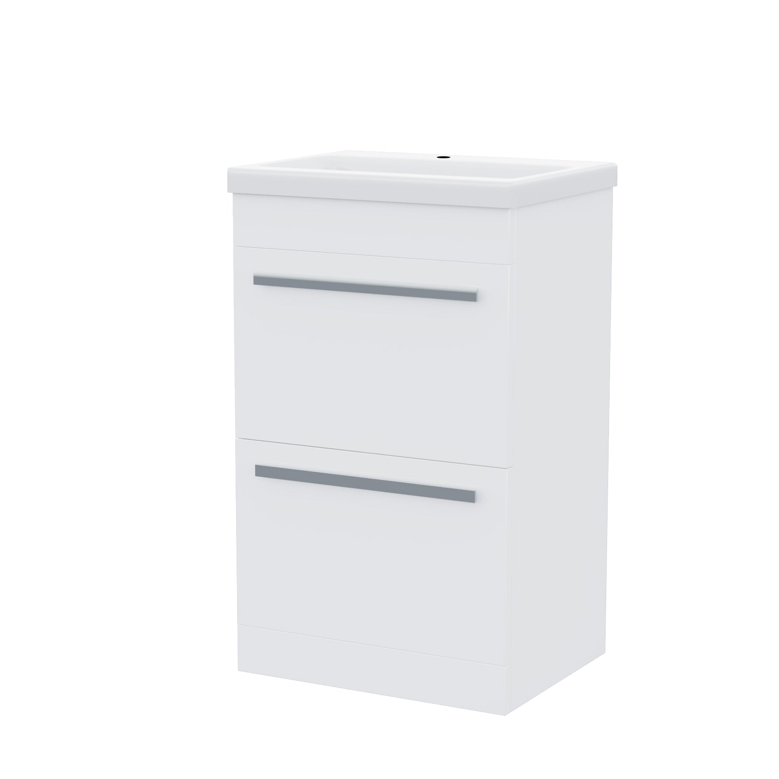 1000mm Floor Standing Vanity 2 Drawer Gloss White With BTW Rimless Toilet