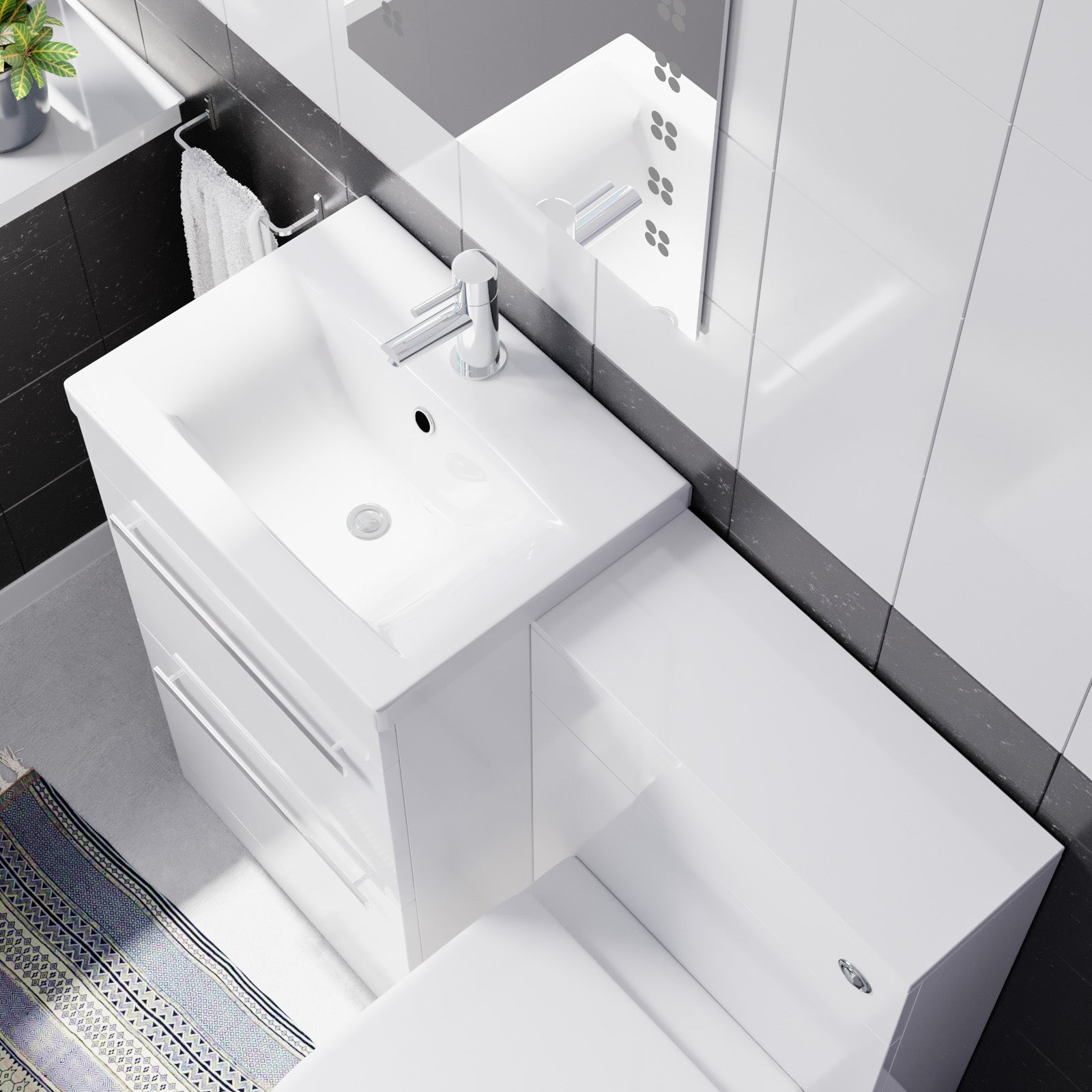 Nanuya 500mm White Basin Vanity With WC Unit & Rimless Soft Close Toilet
