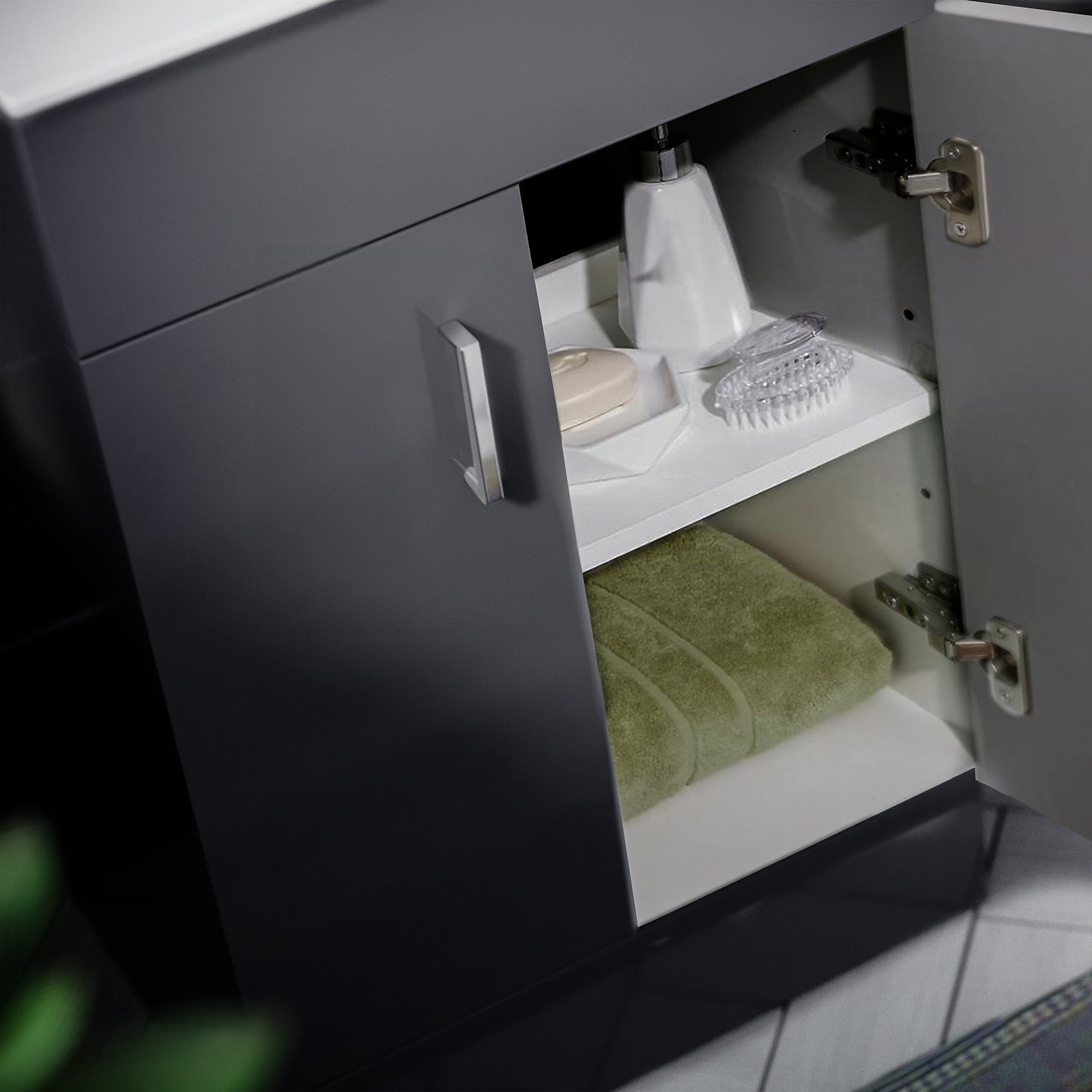 Nanuya 500mm Dark Grey Basin Vanity & Square White Close Coupled Toilet