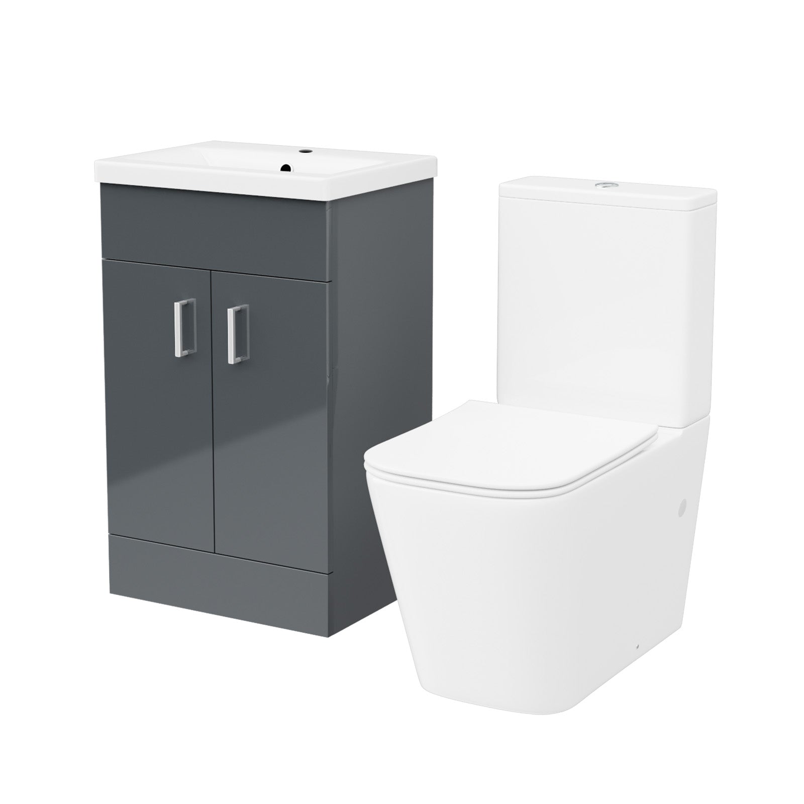 Nanuya 500mm Dark Grey Basin Vanity & Rimless White Close Coupled Toilet