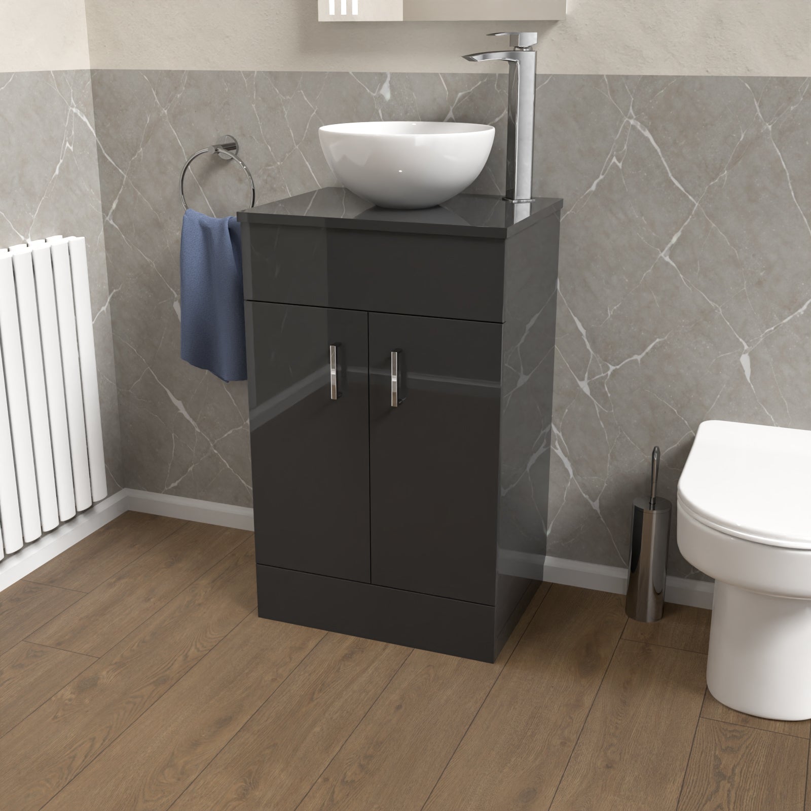 Nanuya 500mm Anthracite Vanity Unit Cabinet With Worktop