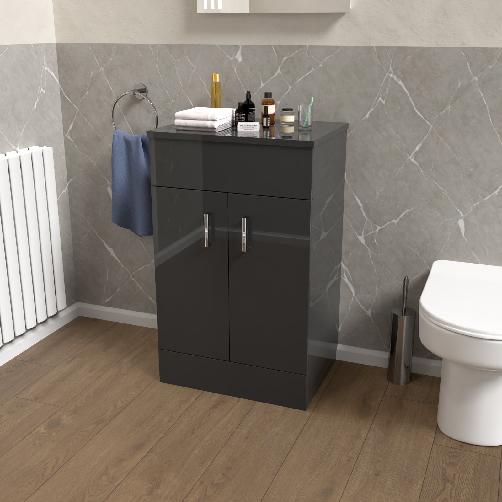 Nanuya 500mm Anthracite Vanity Unit Cabinet With Worktop