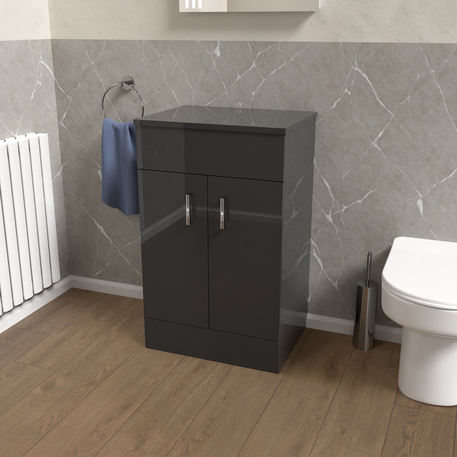 Nanuya 500mm Anthracite Vanity Unit Cabinet With Worktop