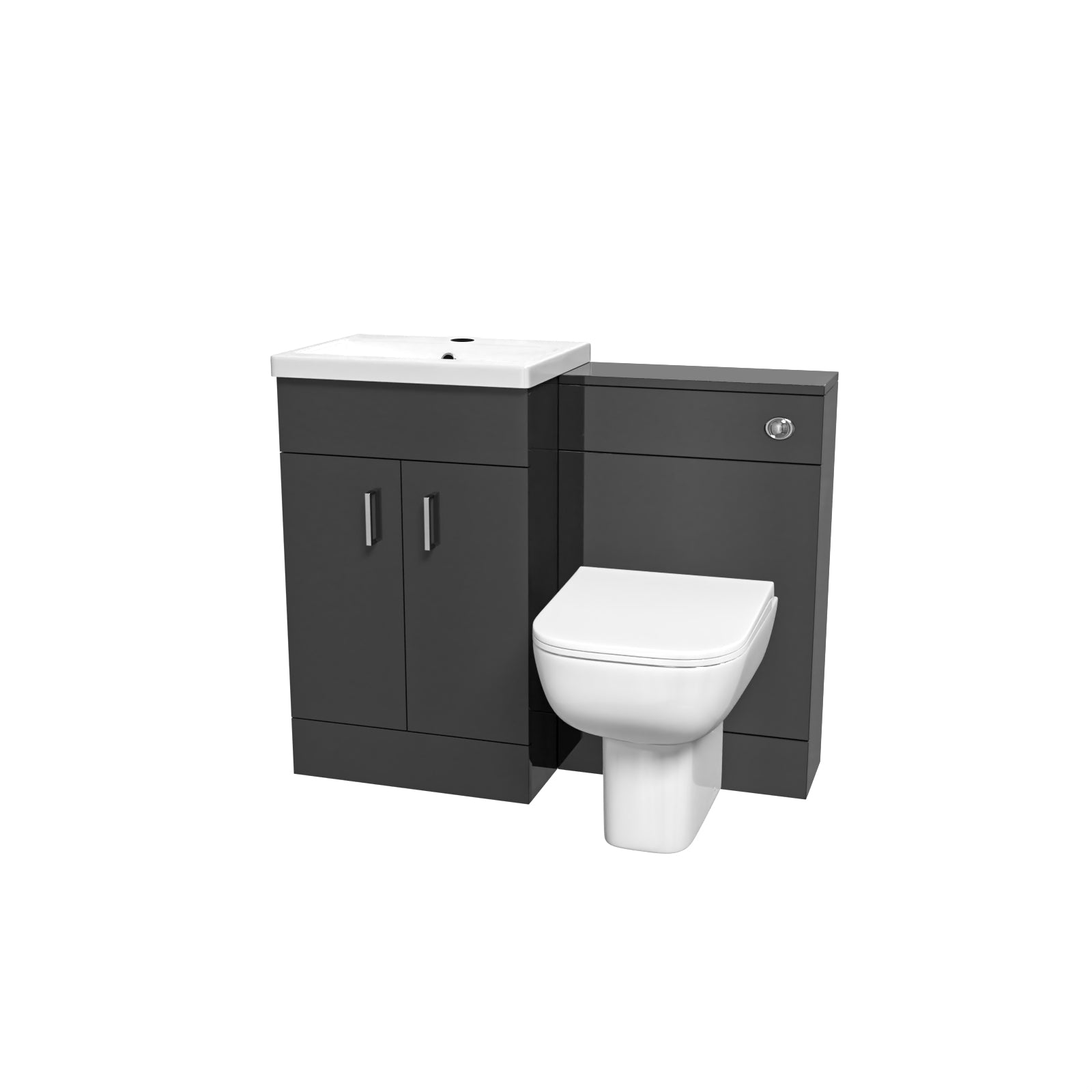 Nanuya Dark Grey 1000mm Freestanding Basin WC Vanity & BTW Toilet Flat Pack