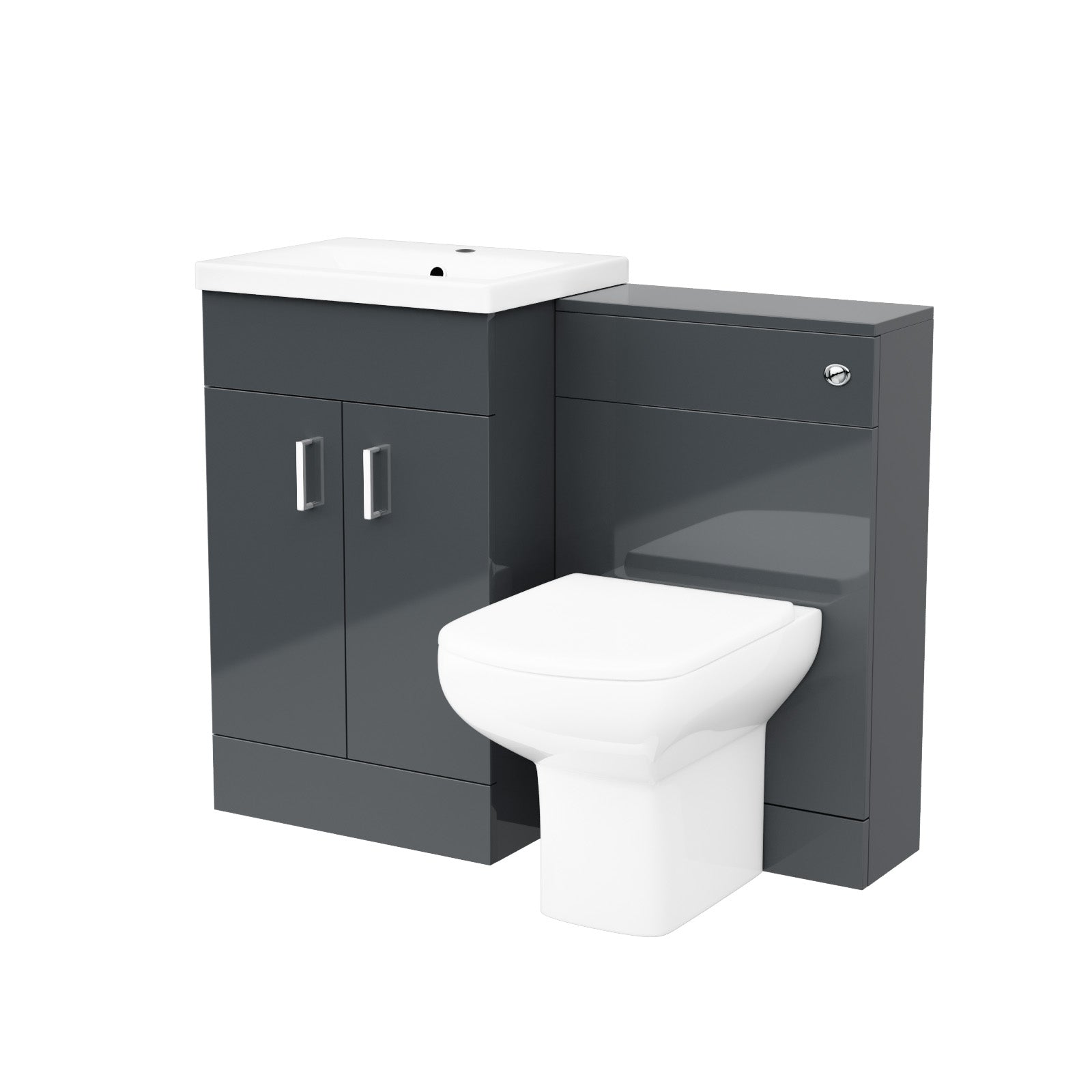 Nanuya 1000mm Dark Grey Freestanding Vanity, WC Unit & Rimless BTW Toilet