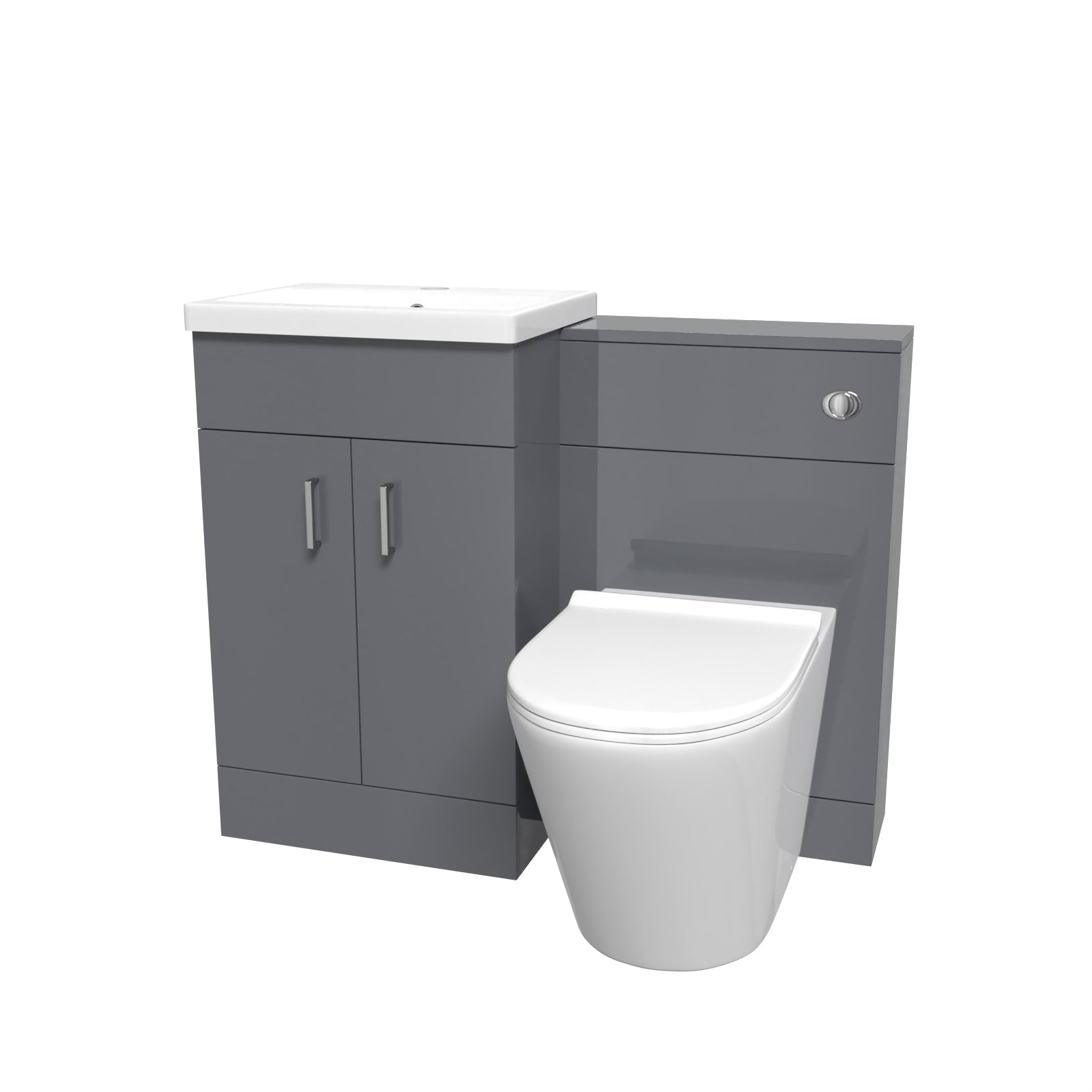 Nanuya Grey Vanity Basin Cabinet, WC Unit & Rimless Toilet