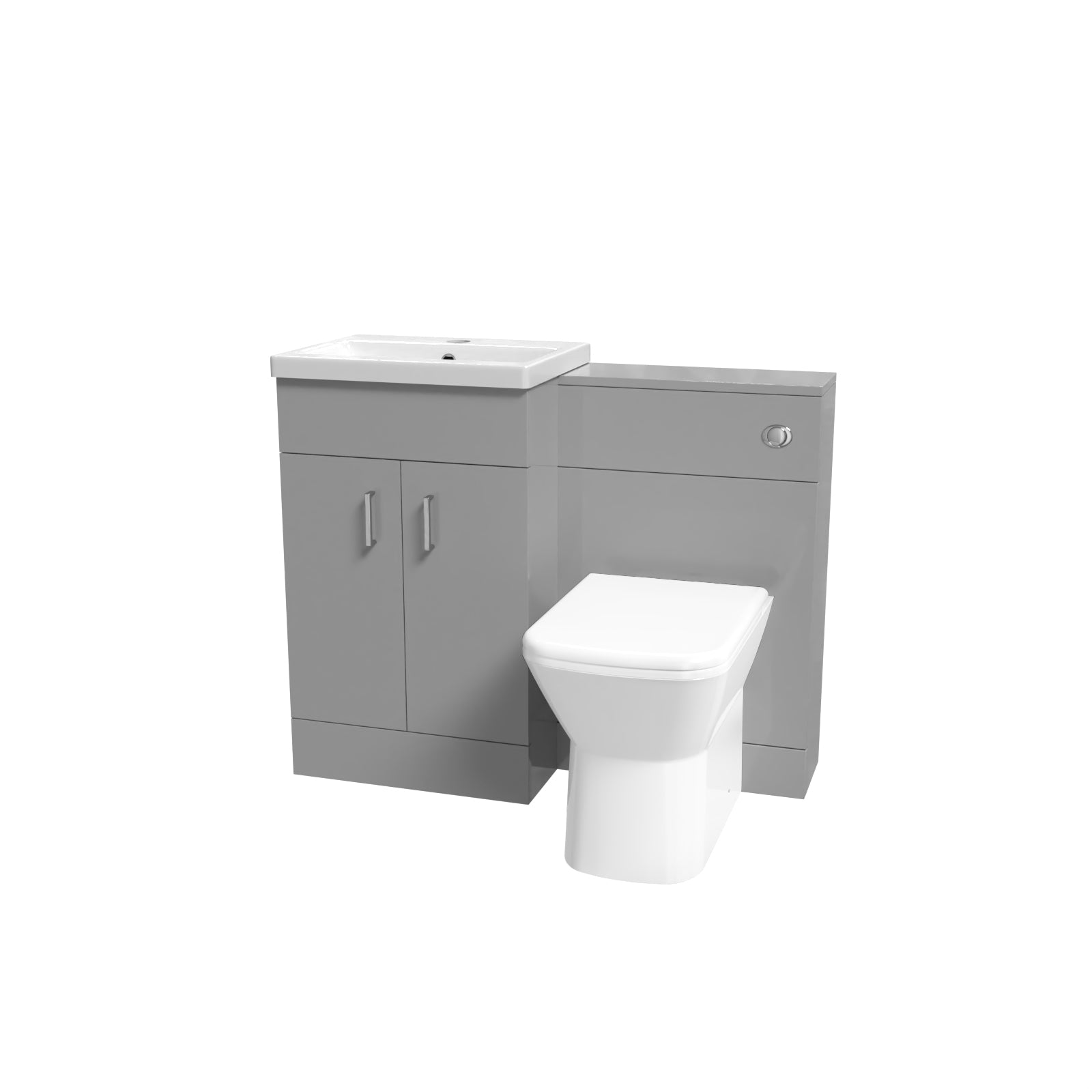 Nanuya Grey Vanity Basin Cabinet, WC Unit & Rimless Back To Wall Toilet