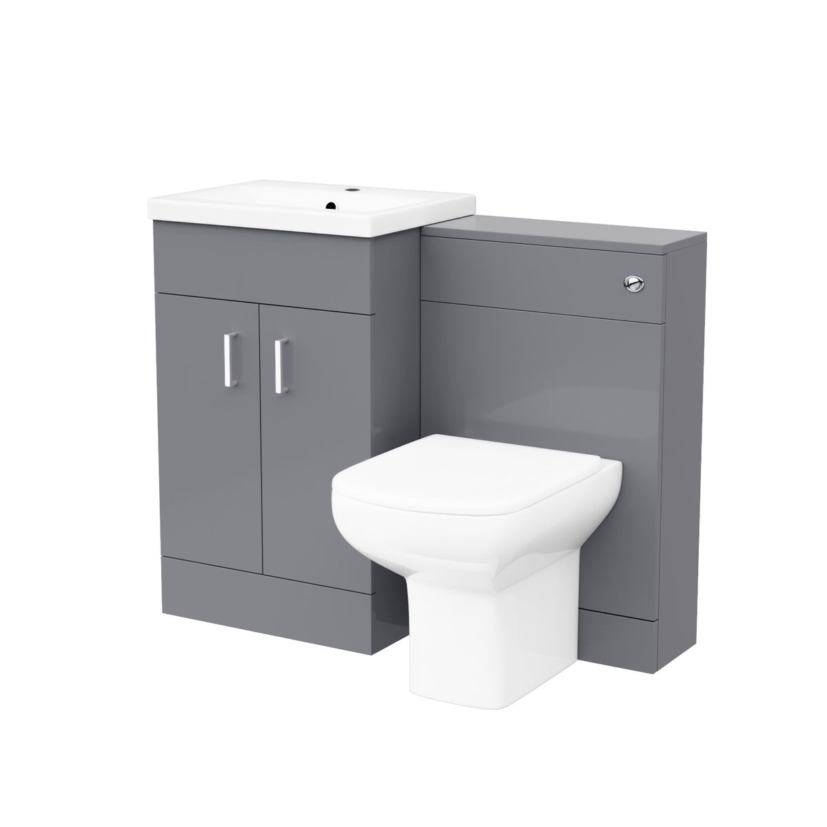 Light Grey 1000mm Freestanding Doors Vanity With WC & BTW Toilet Pan