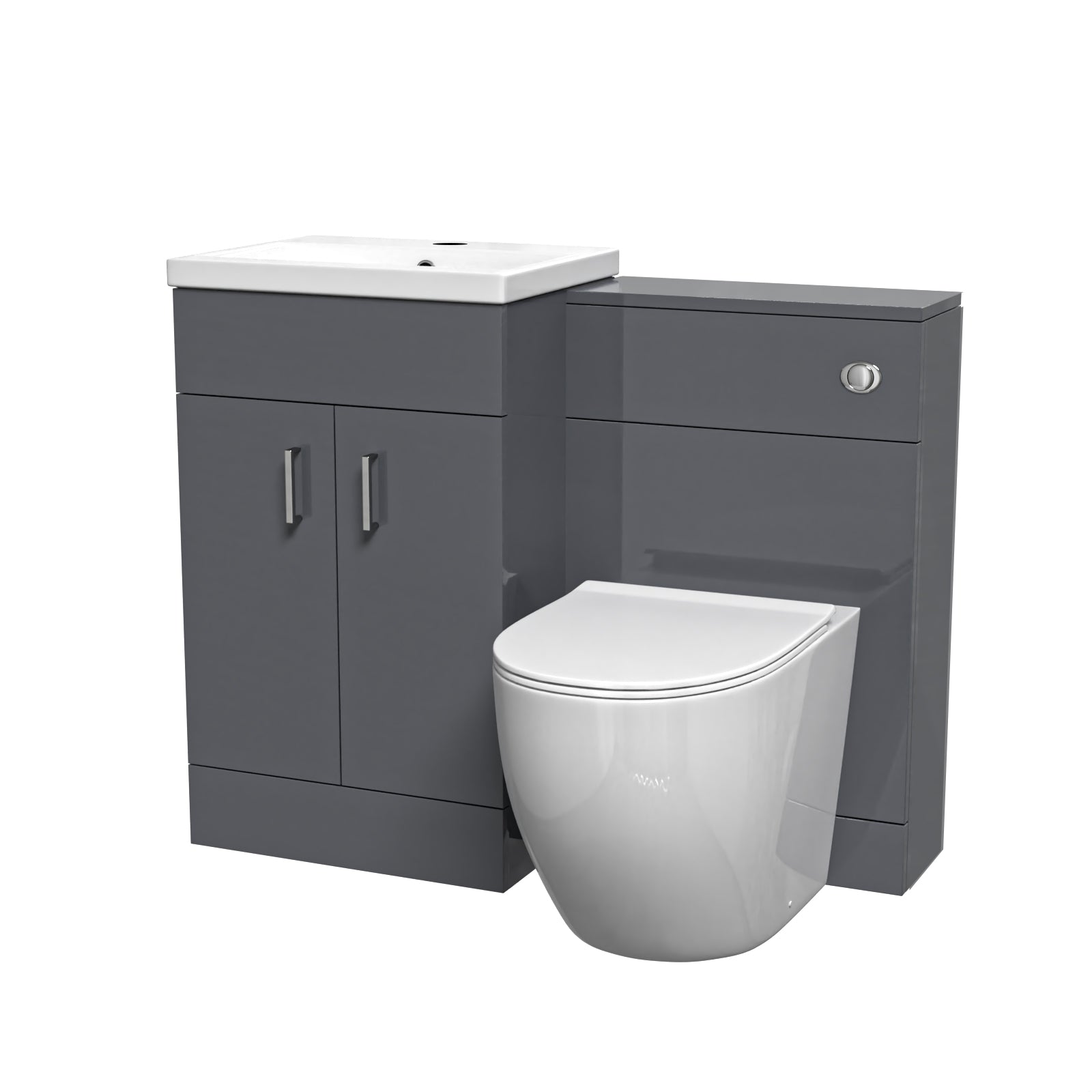 Nanuya 1000mm Freestanding Light Grey Basin Vanity & Back To Wall Toilet