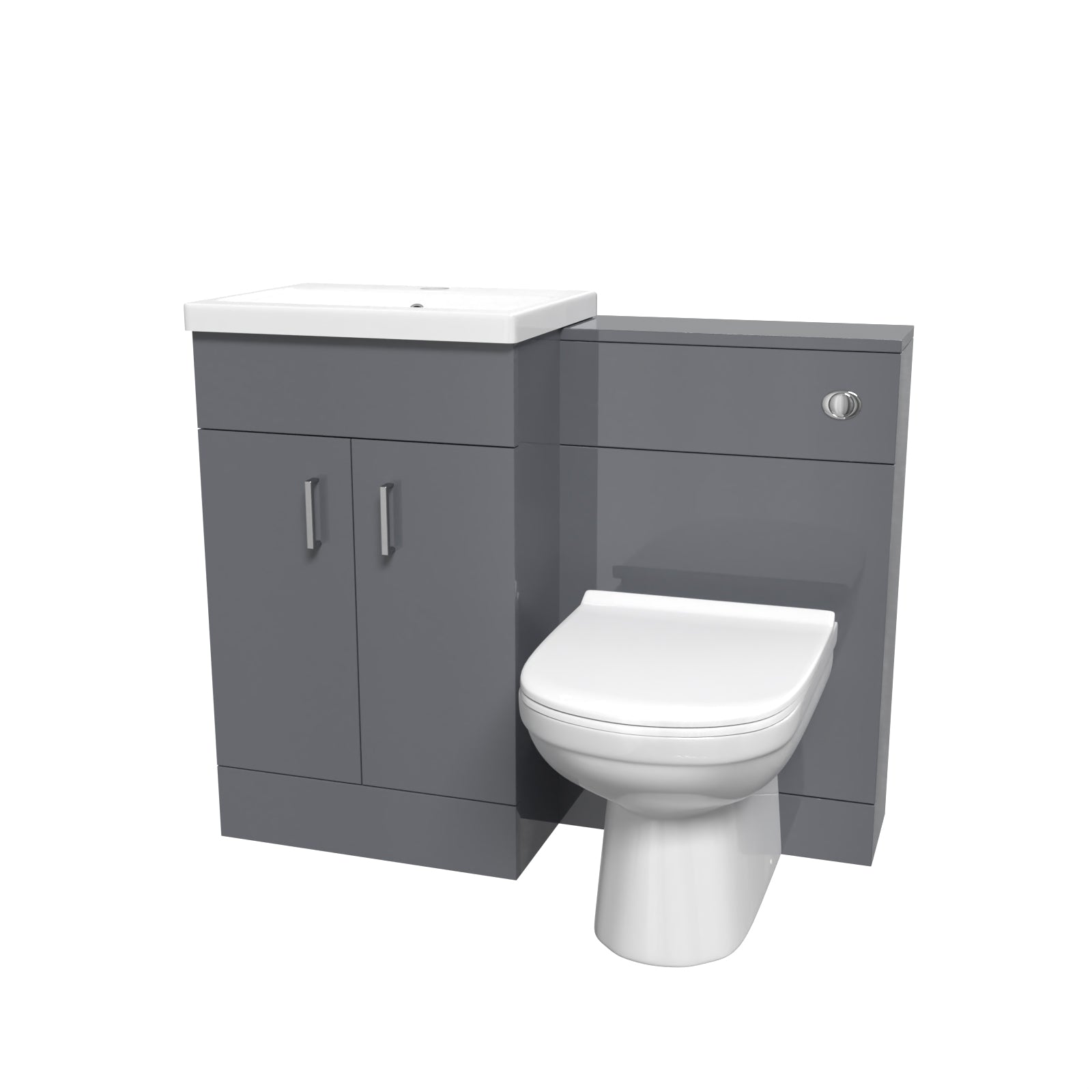 Nanuya 1000mm Freestanding Grey Basin Vanity Unit & Back To Wall Toilet