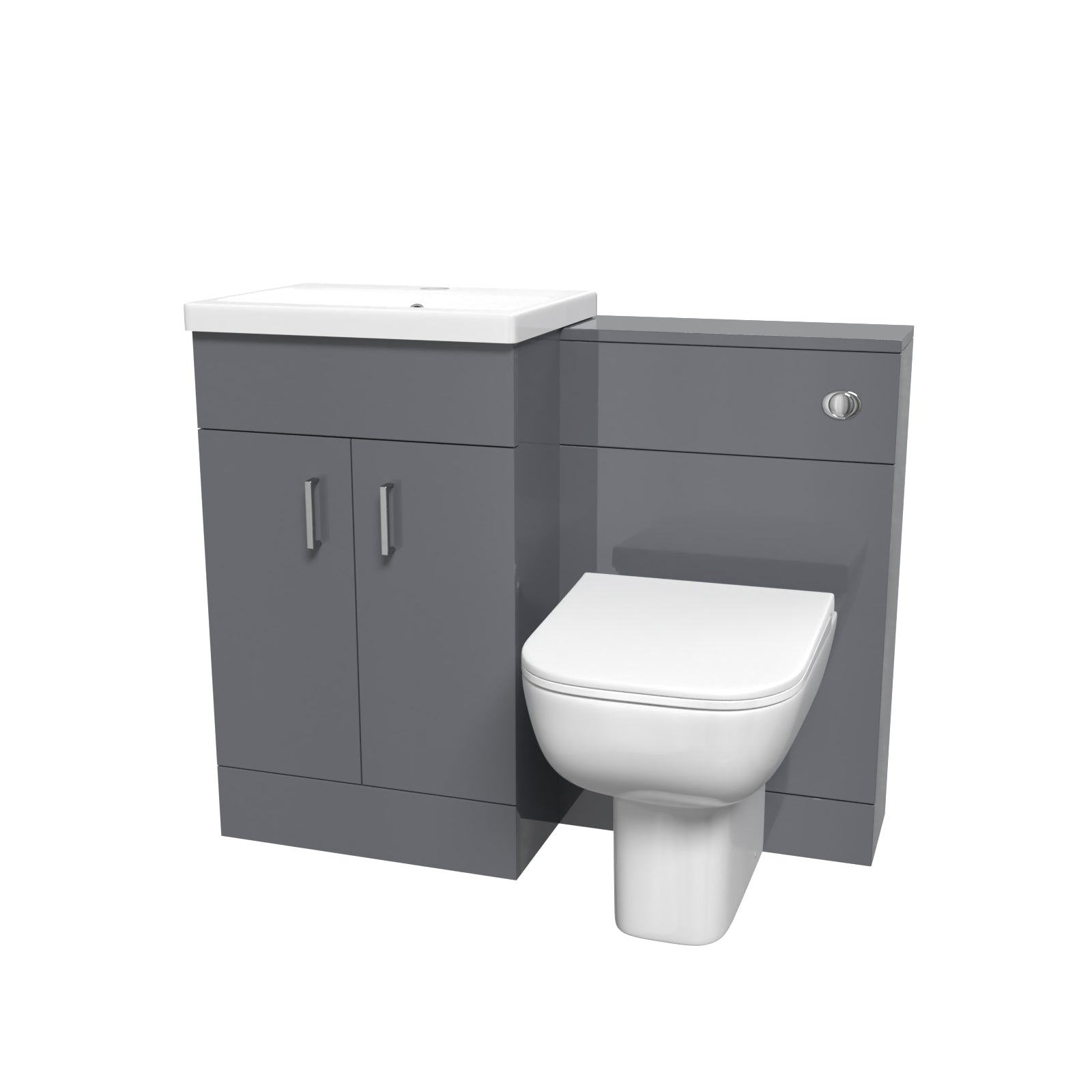 Nanuya 1000mm Grey Freestanding Basin Vanity Unit & Back To Wall Toilet