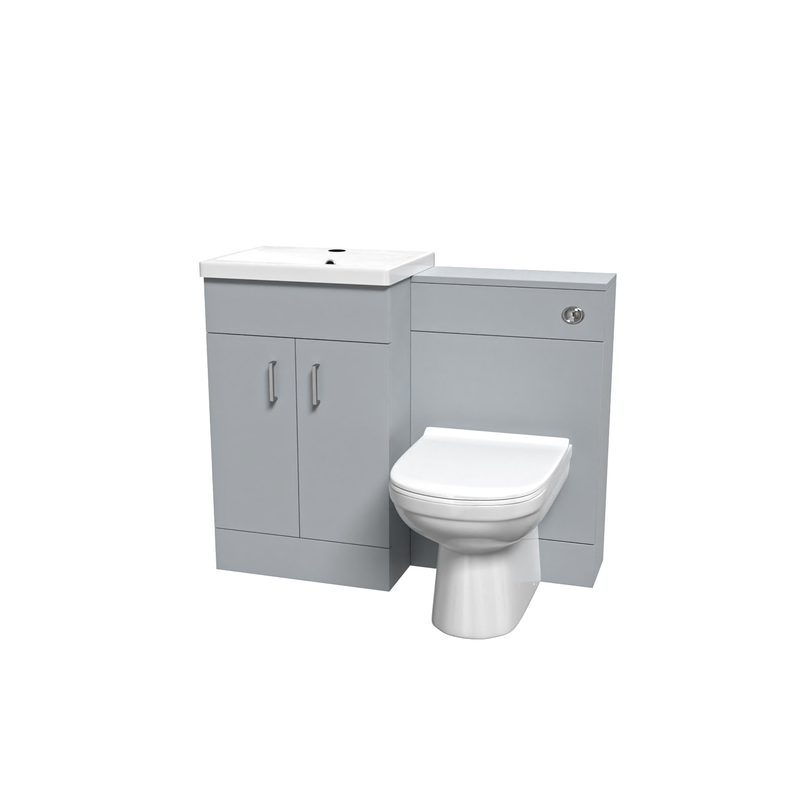 Nanuya Matte Grey Basin Vanity Cabinet WC Unit & Rimless Back To Wall Toilet