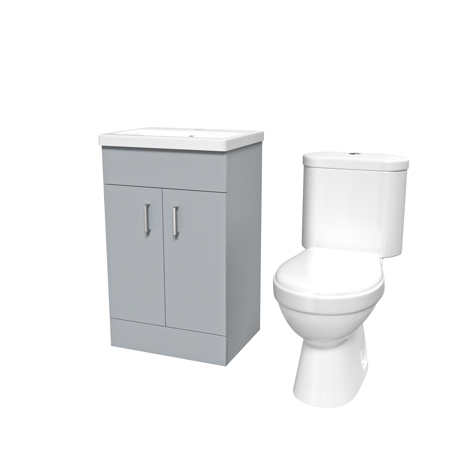 Nanuya 500mm Matte Grey Basin Vanity Unit and White Close Coupled Toilet
