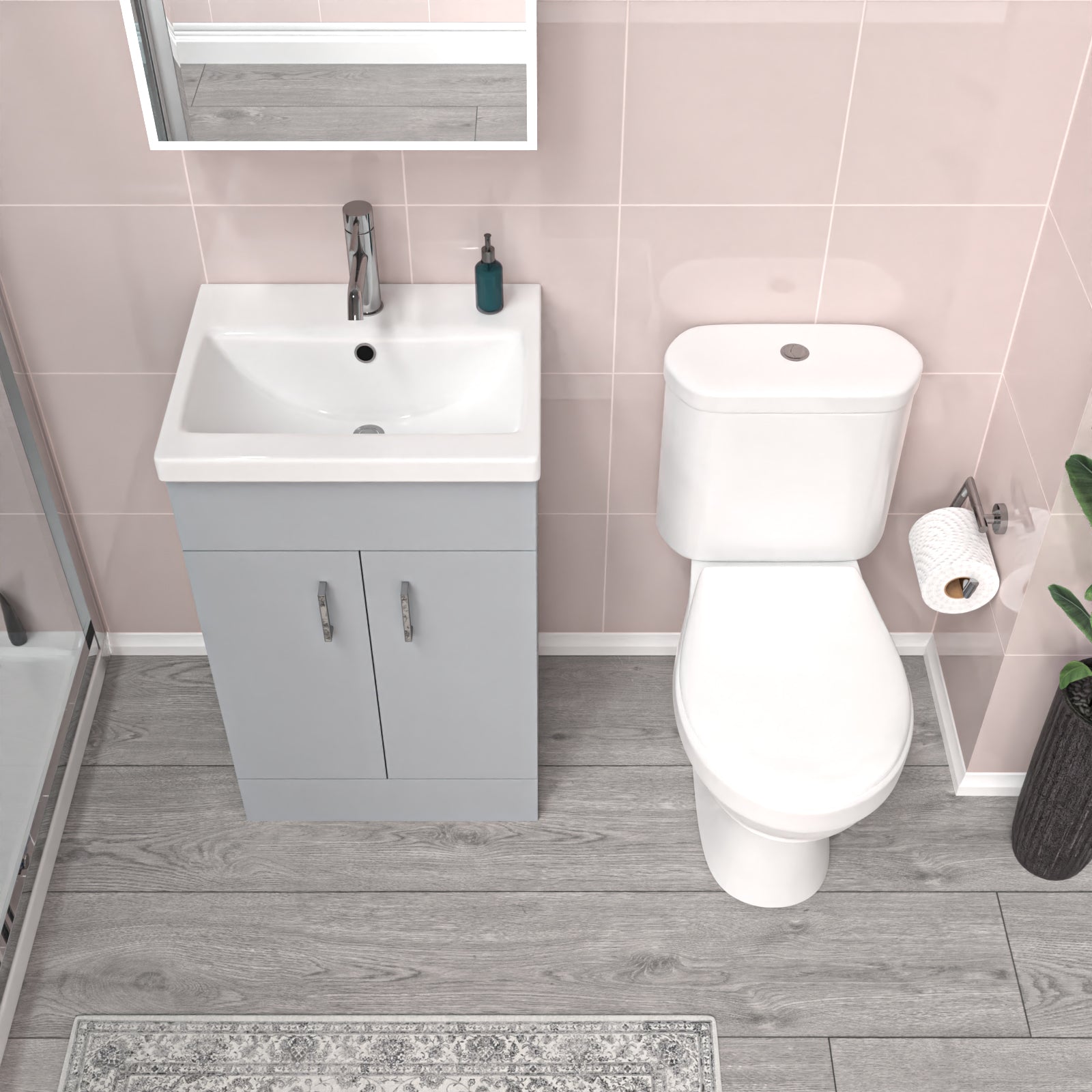 Nanuya Matte Grey 500 mm Flat Pack Basin Vanity Unit & Toilet