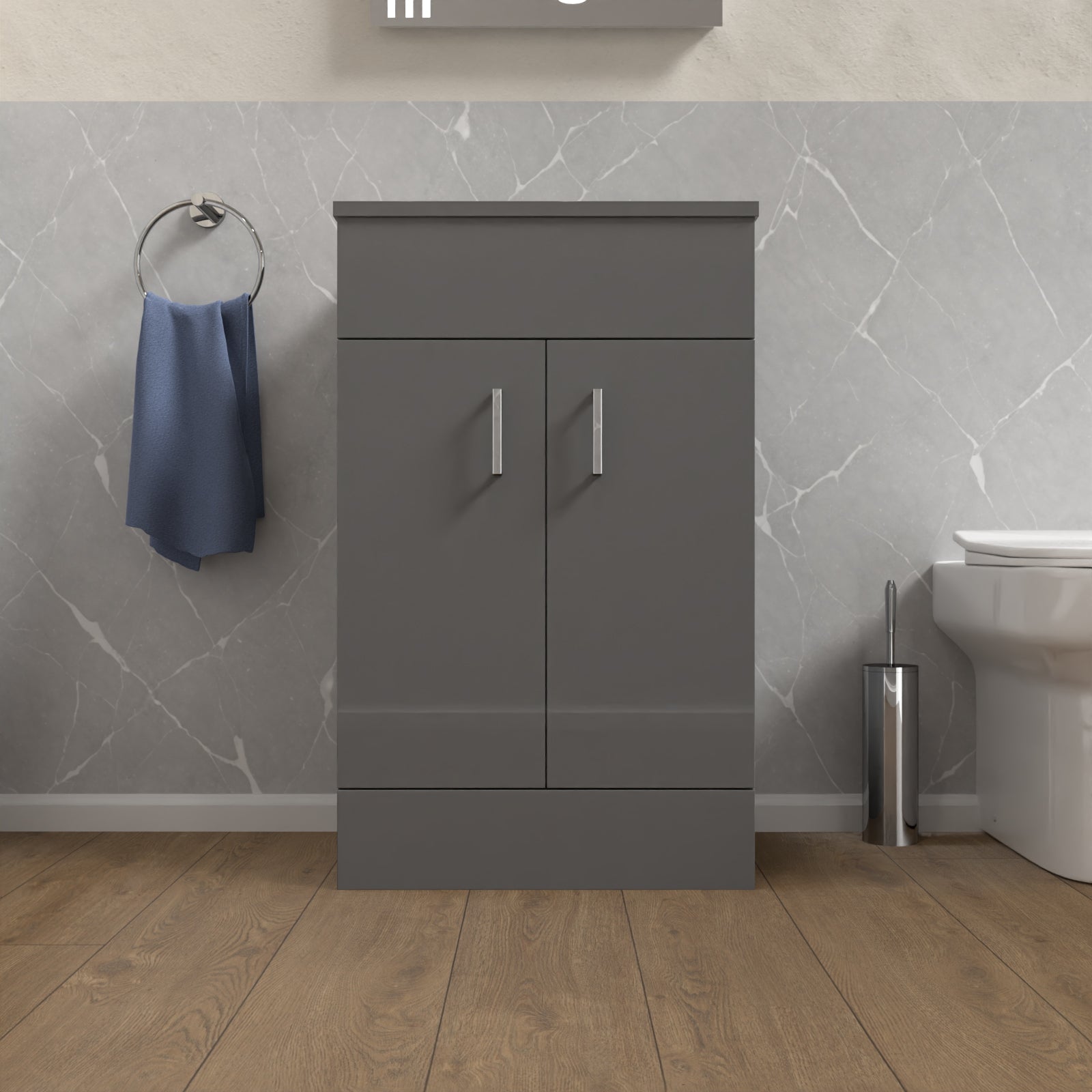 Nanuya 500mm Steel Grey Vanity Unit Cabinet With Worktop