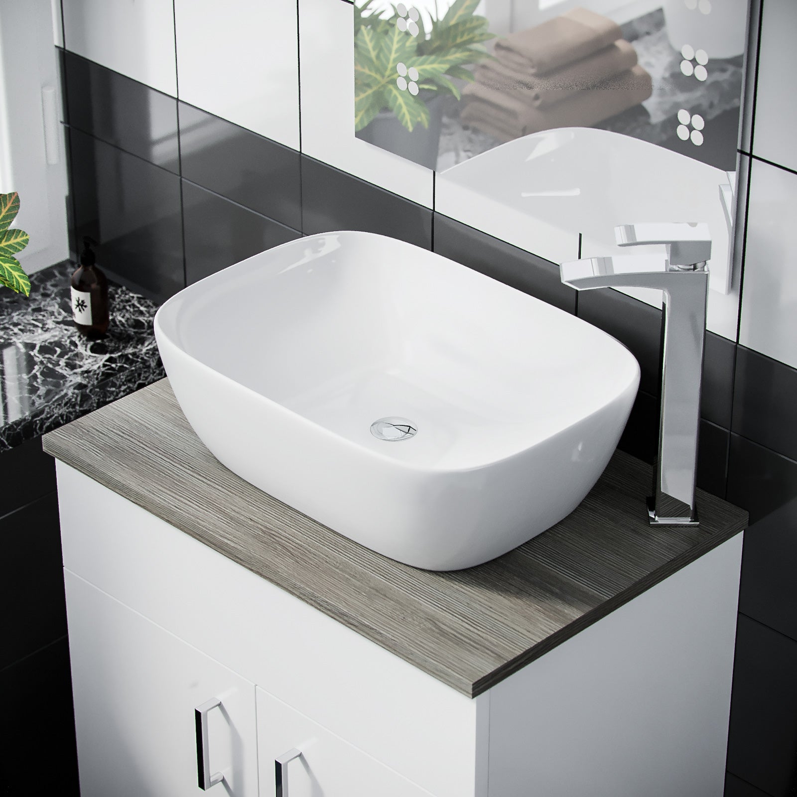 Nanuya 600 mm White Vanity Cabinet and Counter Top Basin Sink