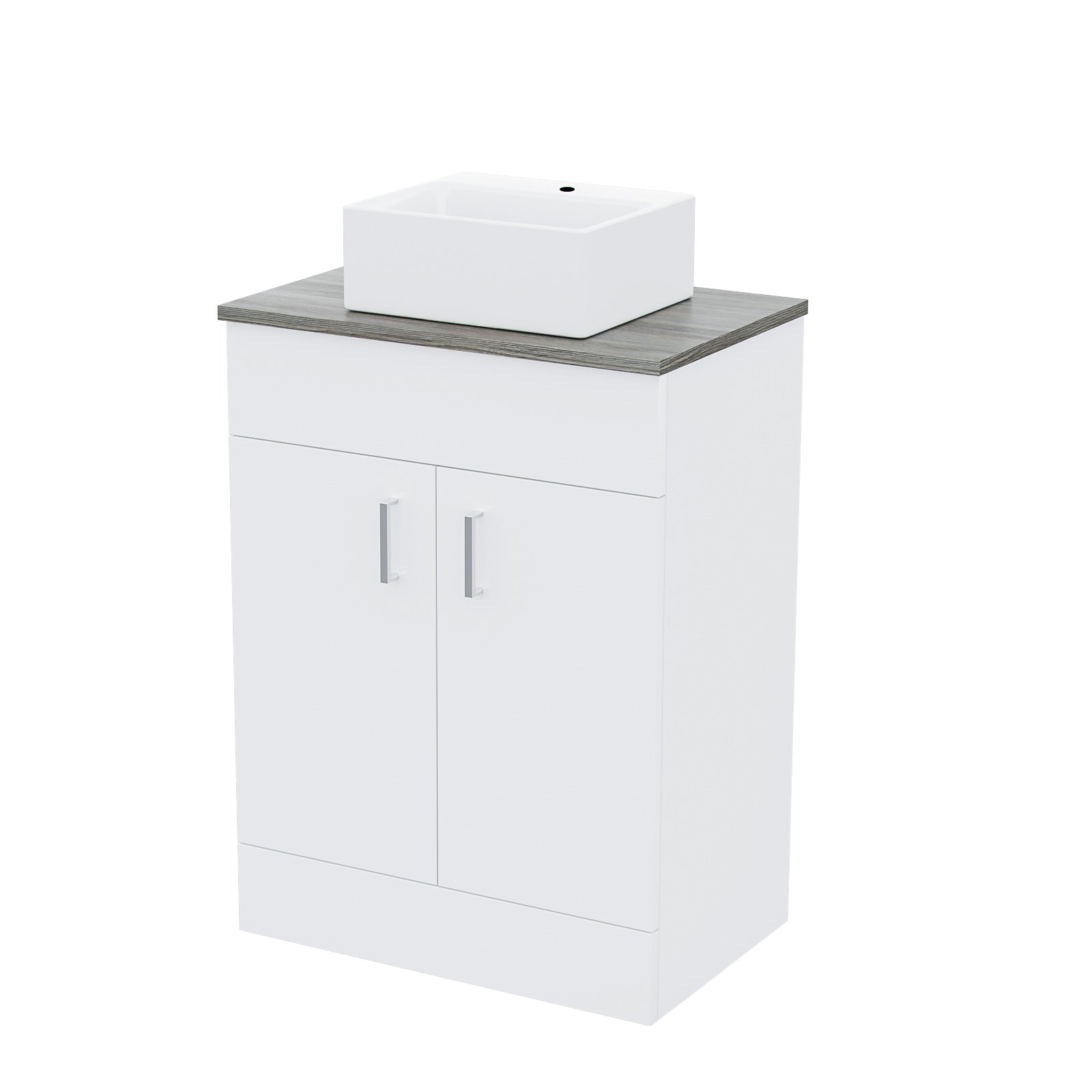 Nanuya 600 mm White Vanity Cabinet and Small 420mm Counter Top Basin Sink