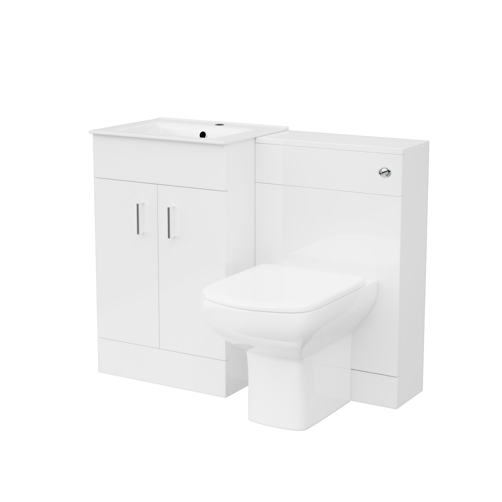 Nanuya White 1000mm Slim Basin Vanity, WC Unit & Rimless BTW Toilet