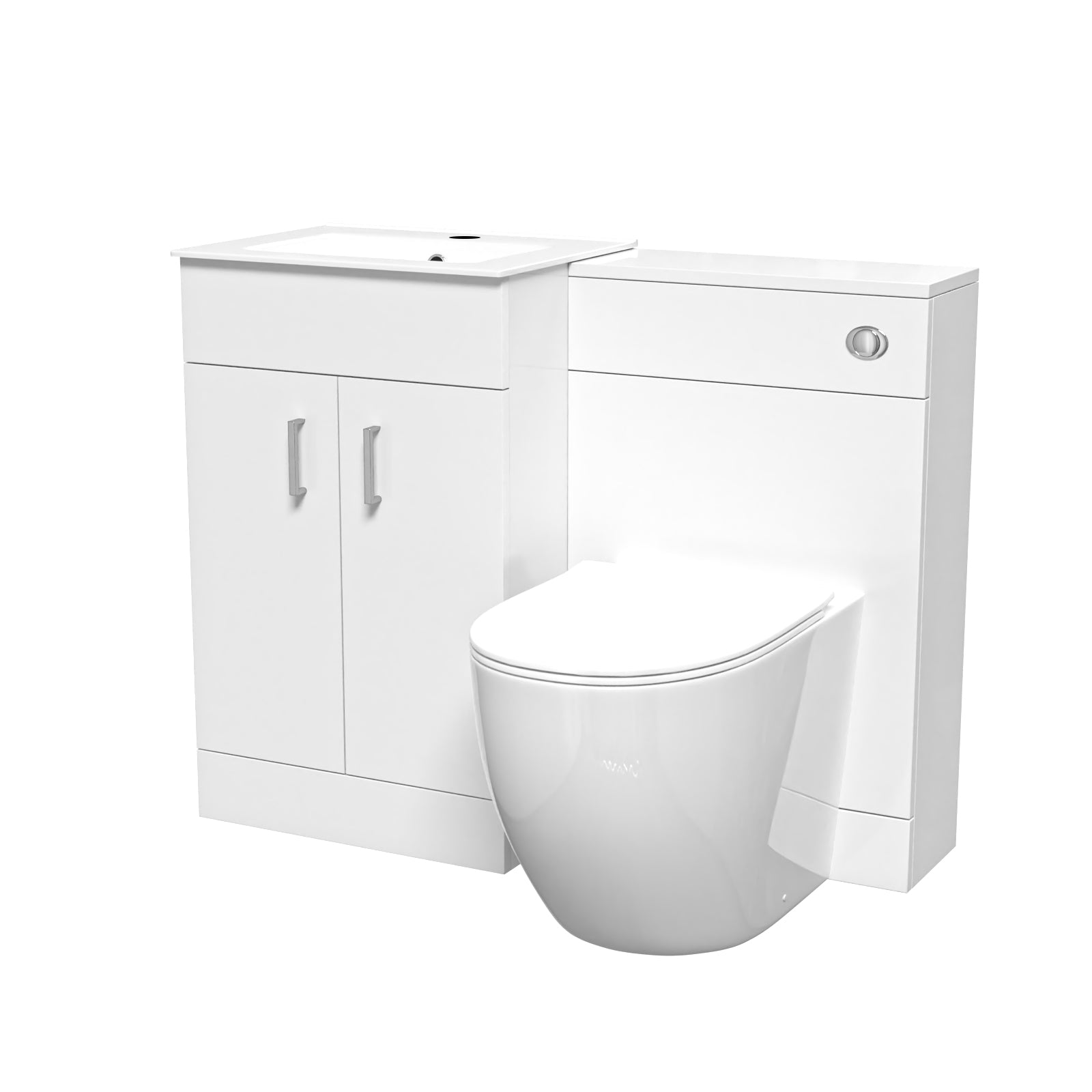Nanuya 1000mm Freestanding White Slim Basin Vanity & Back To Wall Toilet