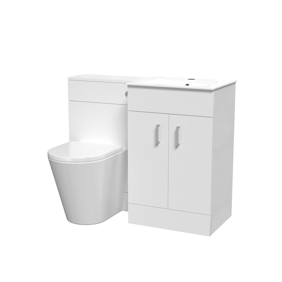 Nanuya 500mm Freestanding Slim Basin Vanity & Back To Wall Toilet - White