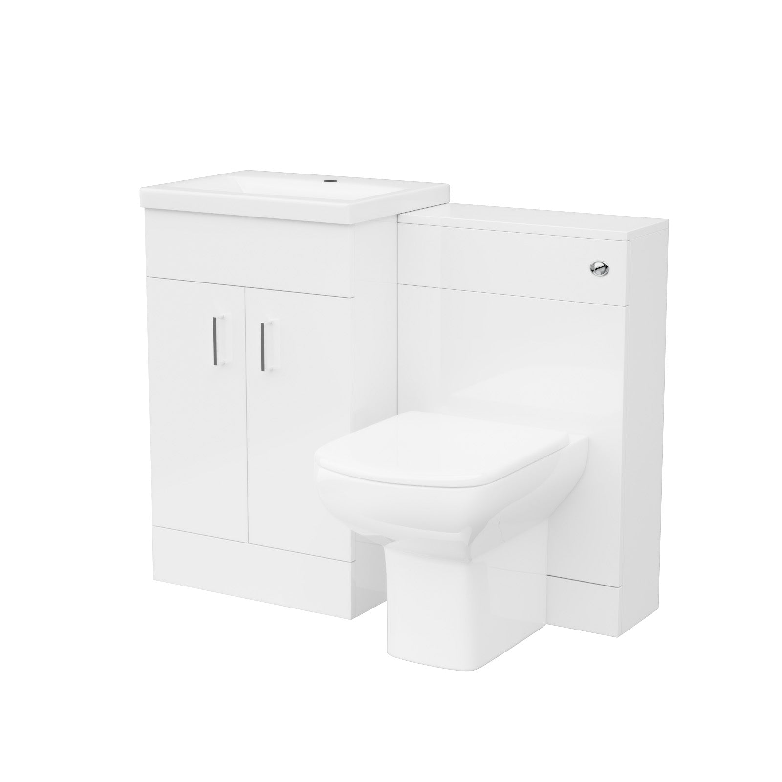 Nanuya White 1000mm Freestanding Vanity, WC Unit & Rimless BTW Toilet