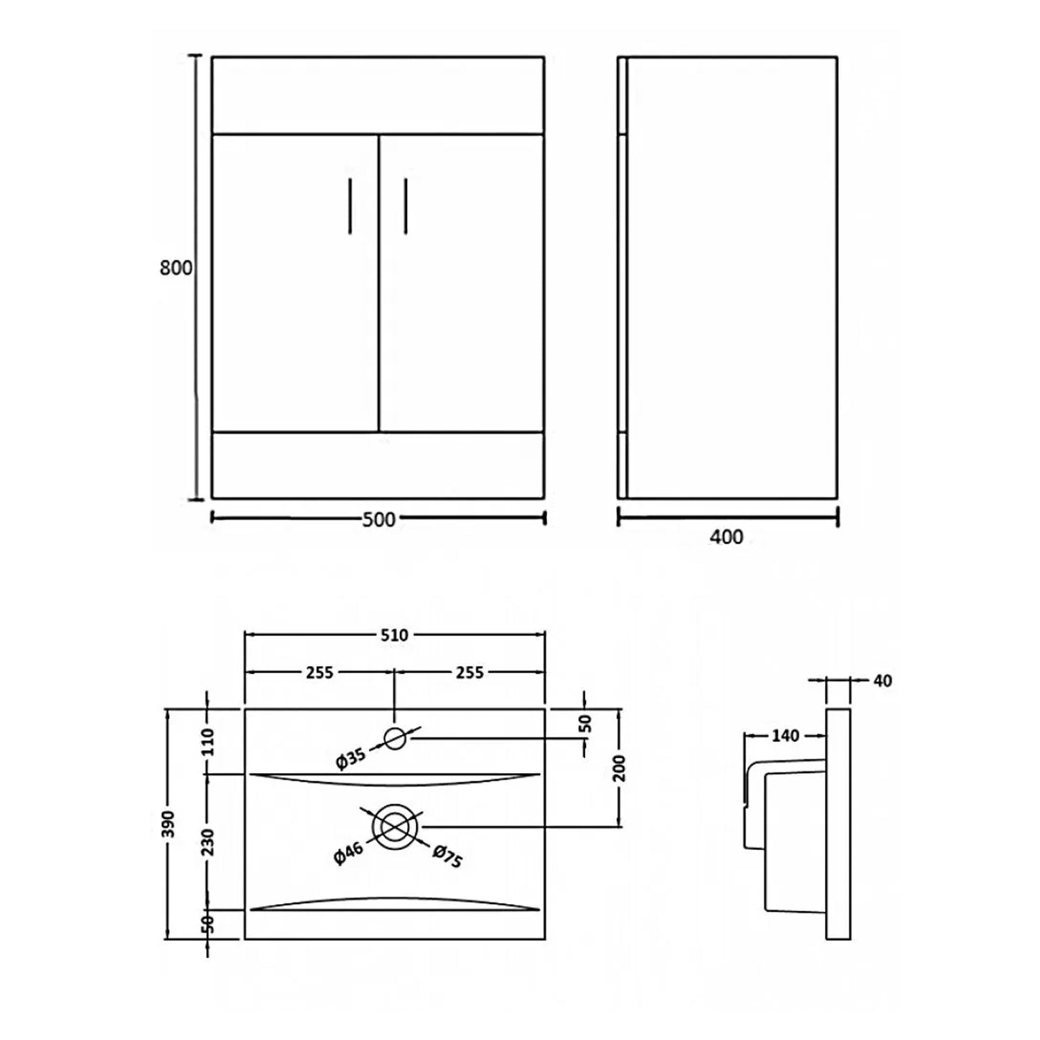 Nanuya 1000mm Floor Standing White Vanity, Basin & BTW Rimless Toilet